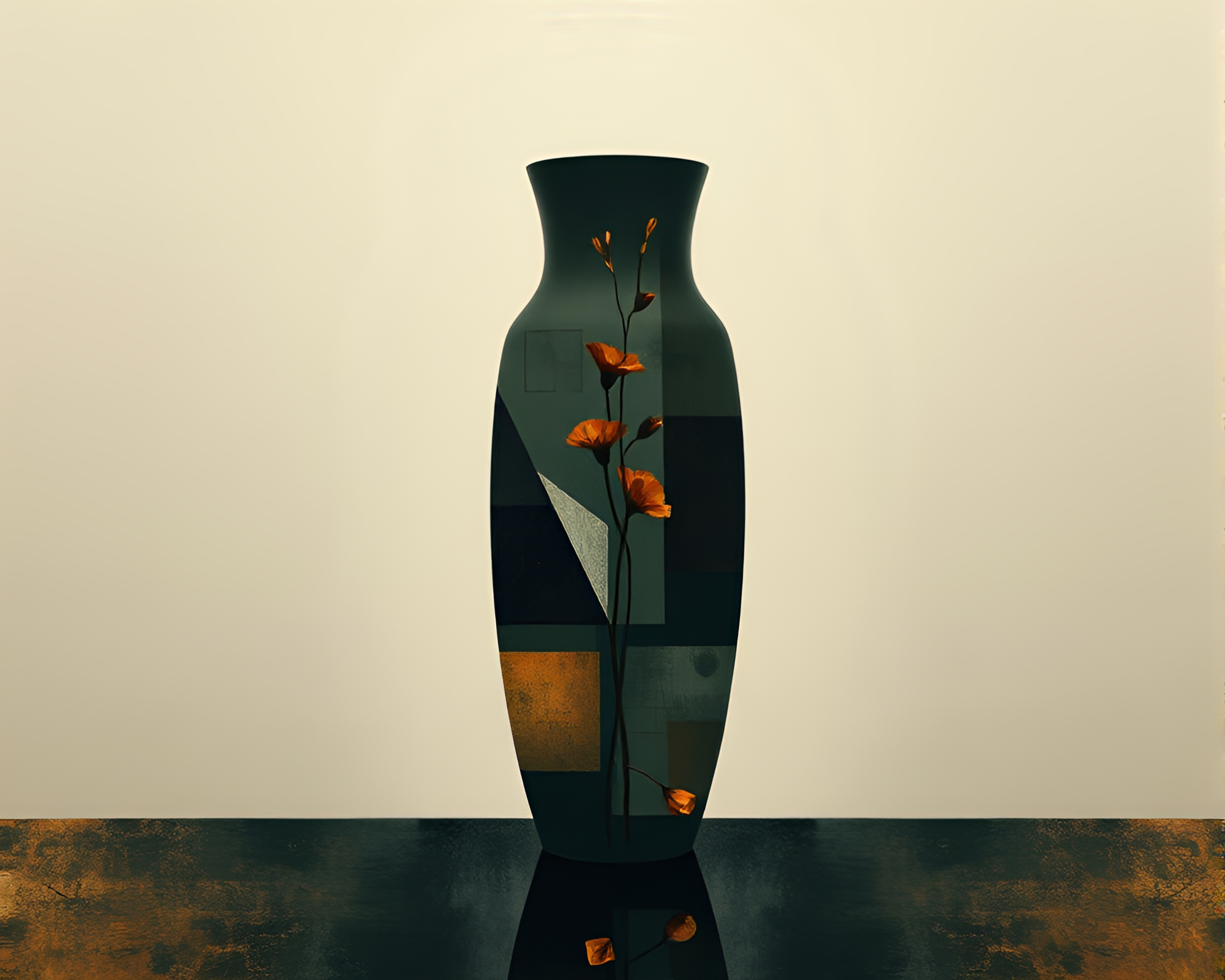 Dadaist Vase Collage in Symmetry – free AI stock image