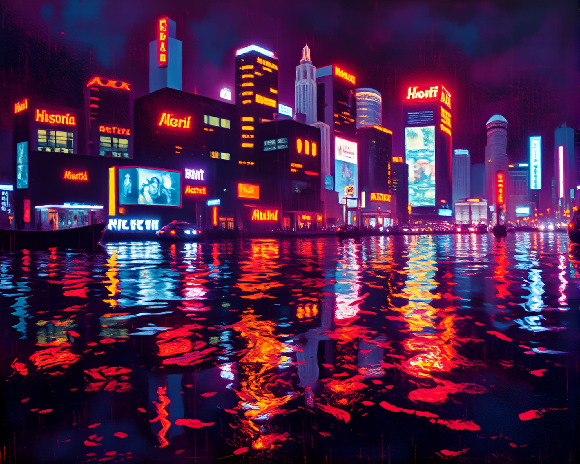 Neon Hydra: Engraved Oil-Rich Reflections – free AI stock image