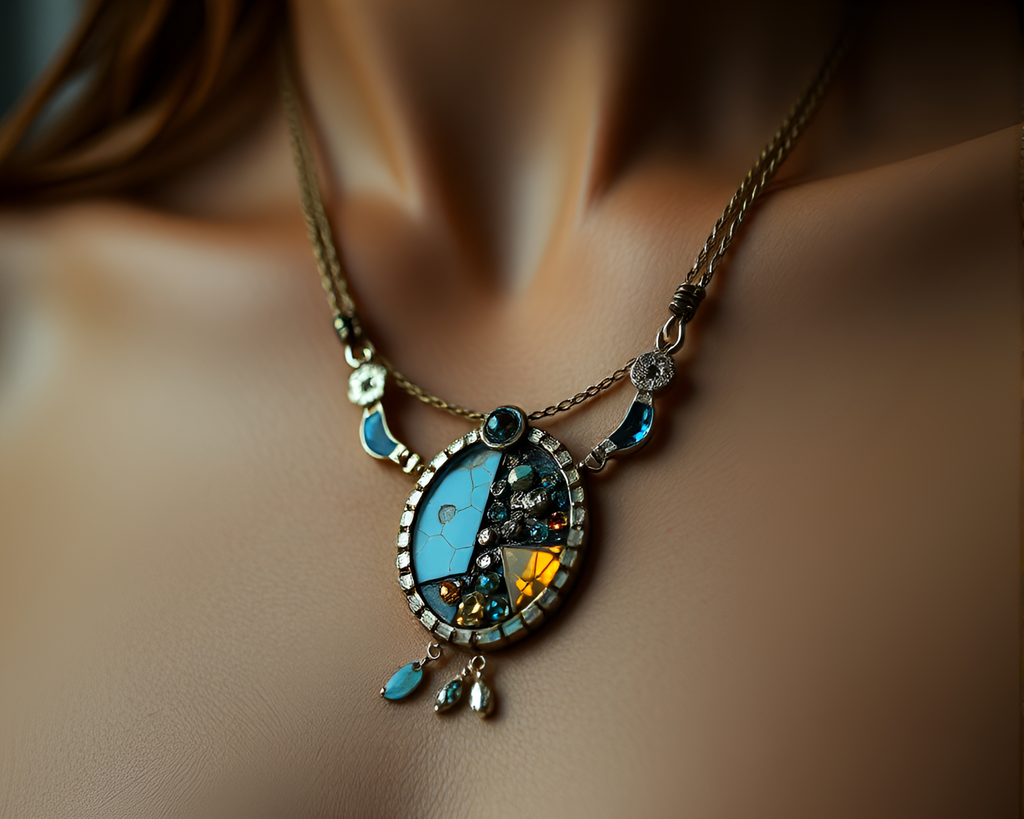 Necklace Mosaic: Hyper-Realistic Film Grain Fragmented Beauty – free AI stock image