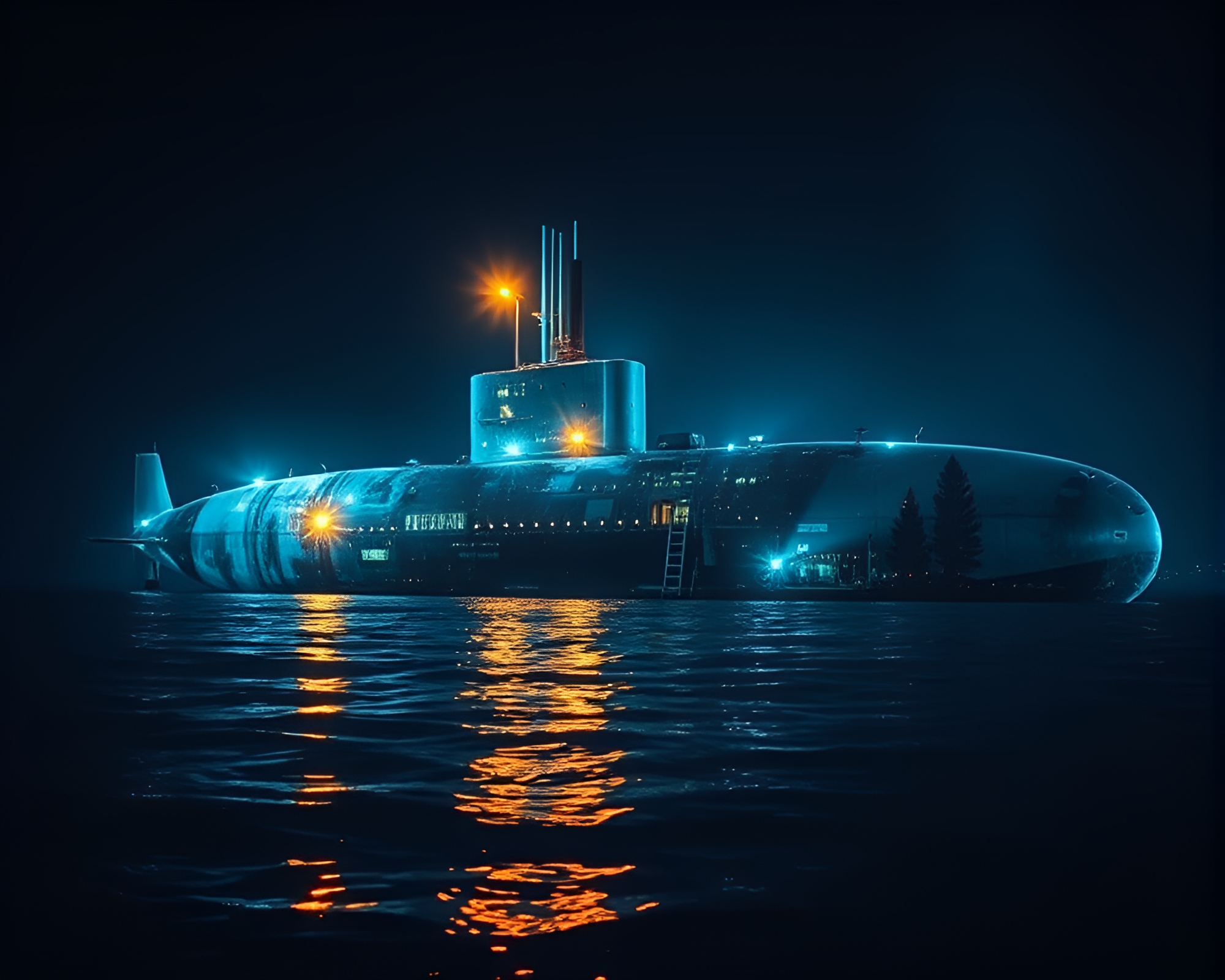 Submarine Double Exposure Underwater Vignette – free AI stock image