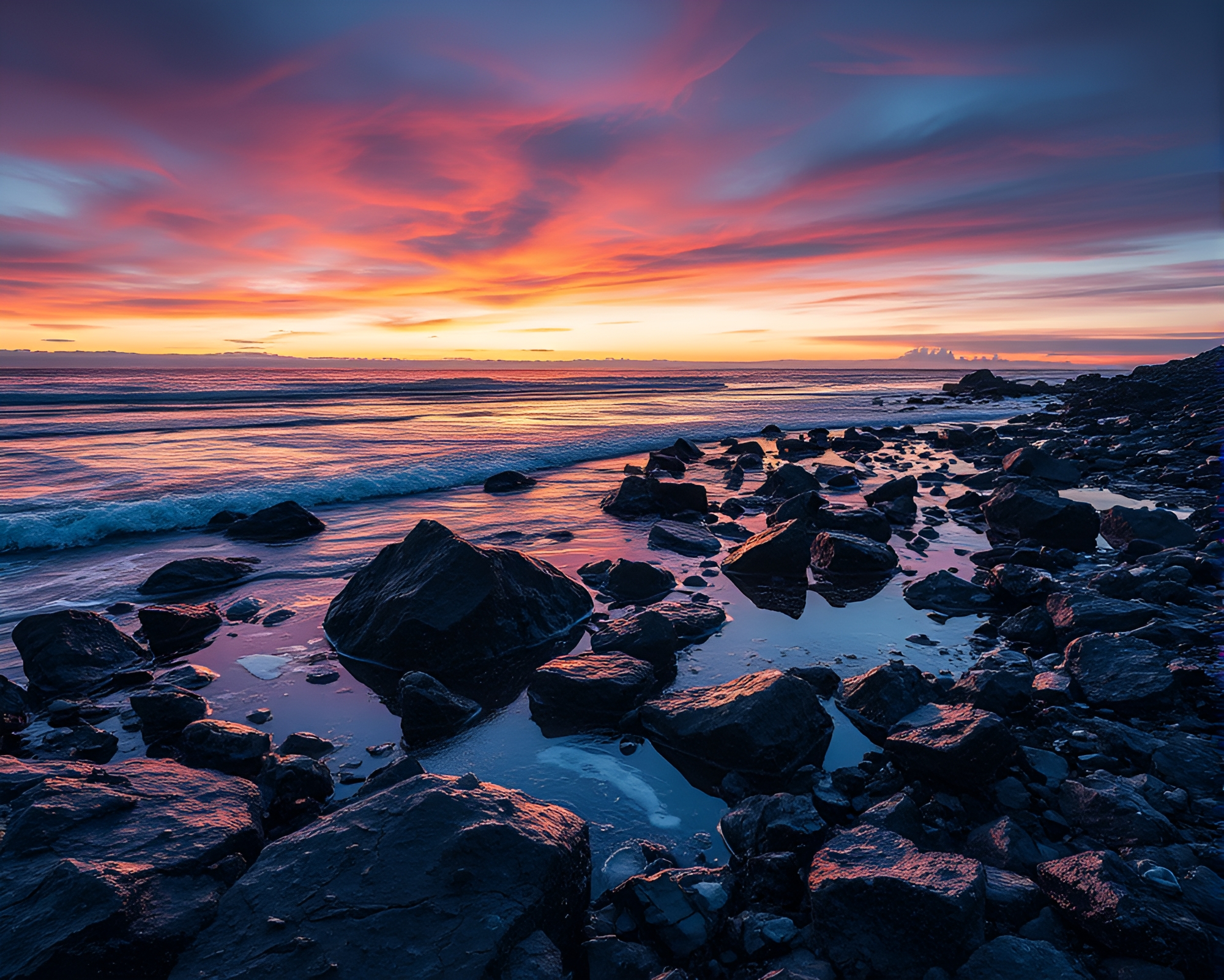 Glistening Ocean Stones at Polar Twilight – free AI stock image