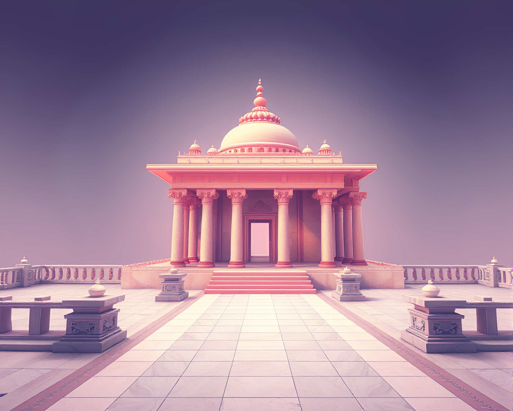 Sacred Temple Bathed in Soft Pastel Light – free AI stock image