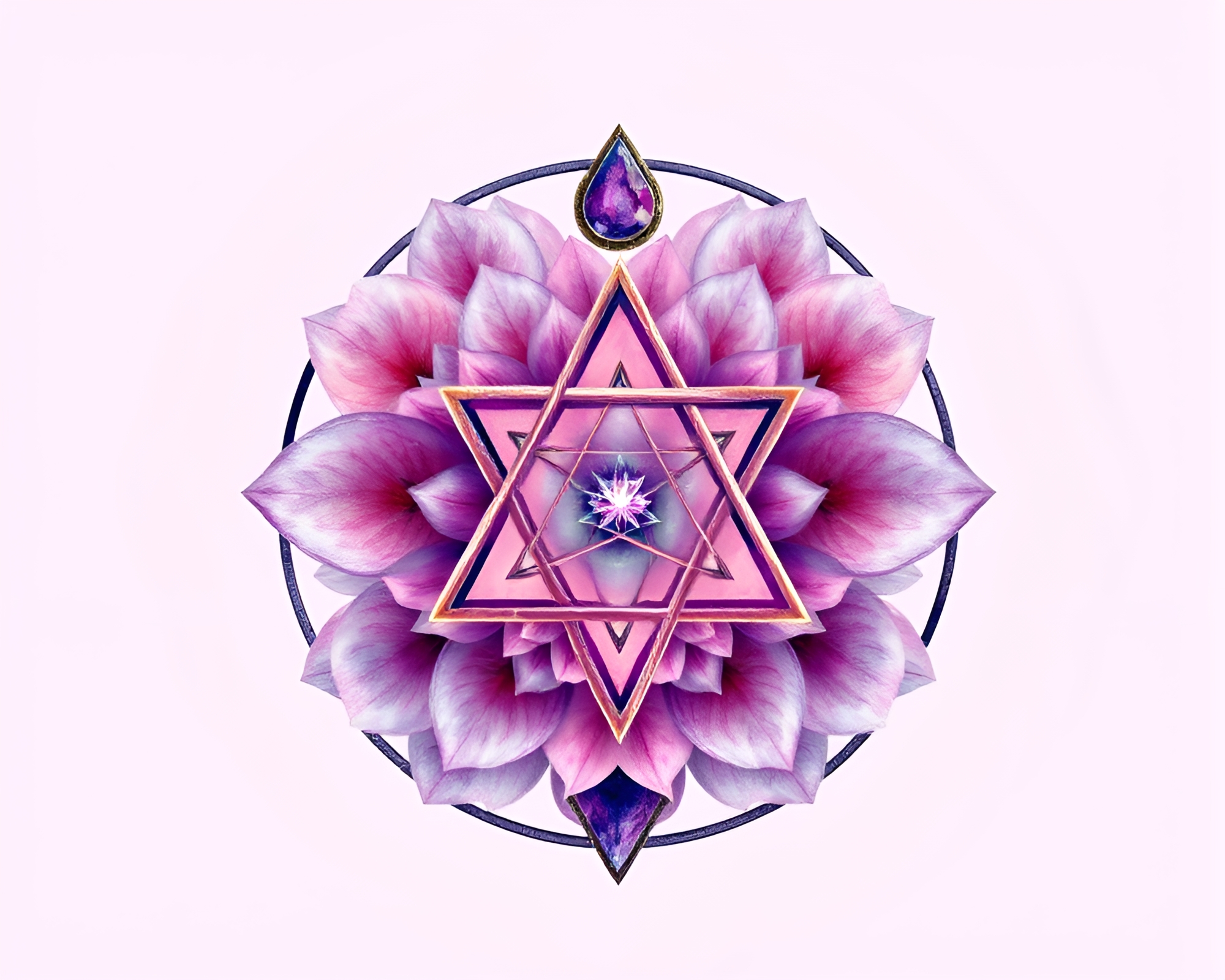 Amethyst Blooms: Esoteric Sigil in Anaglyph 3D – free AI stock image