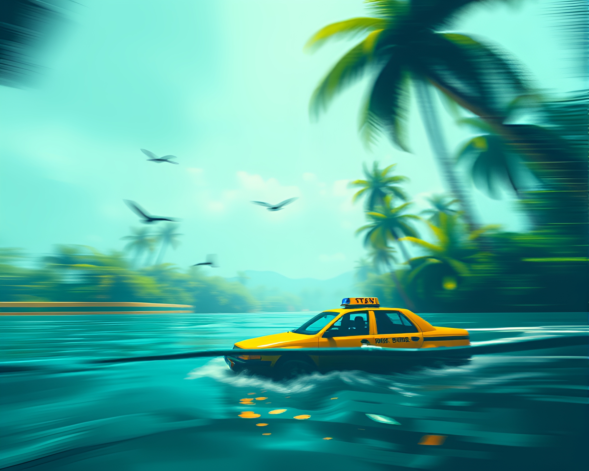 Whale Taxi Whizzes Through Jungle Canopy Shade – free AI stock image