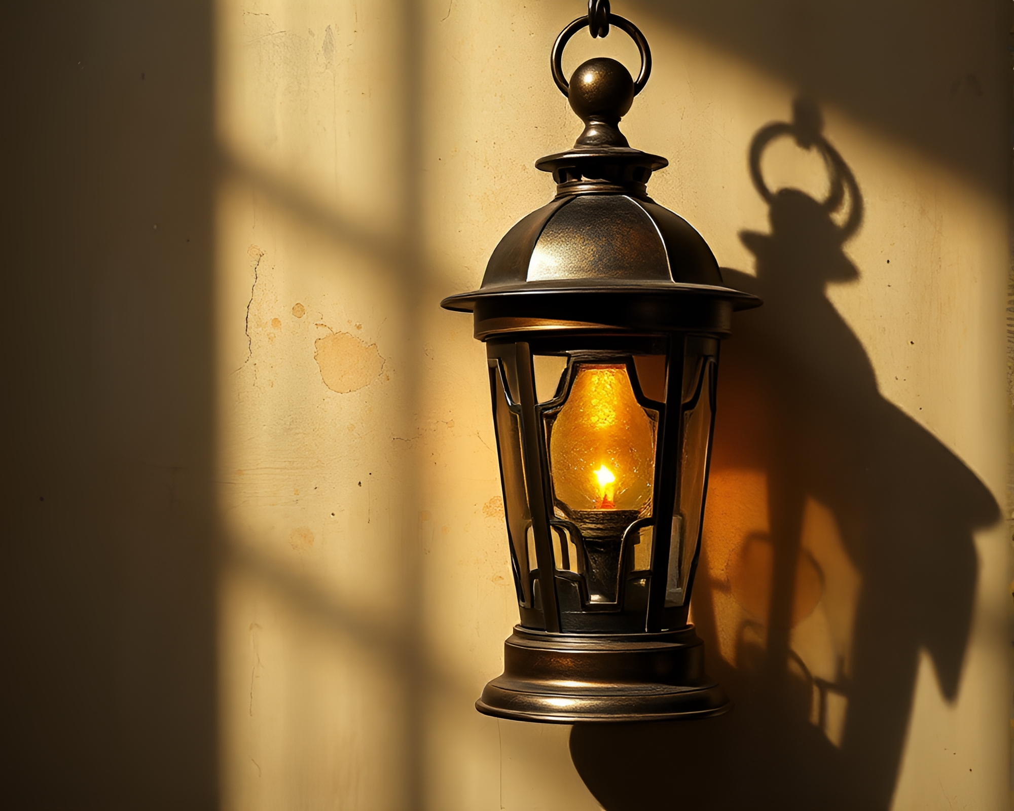 Dadaist Bronze Oil Lantern Collage – free AI stock image