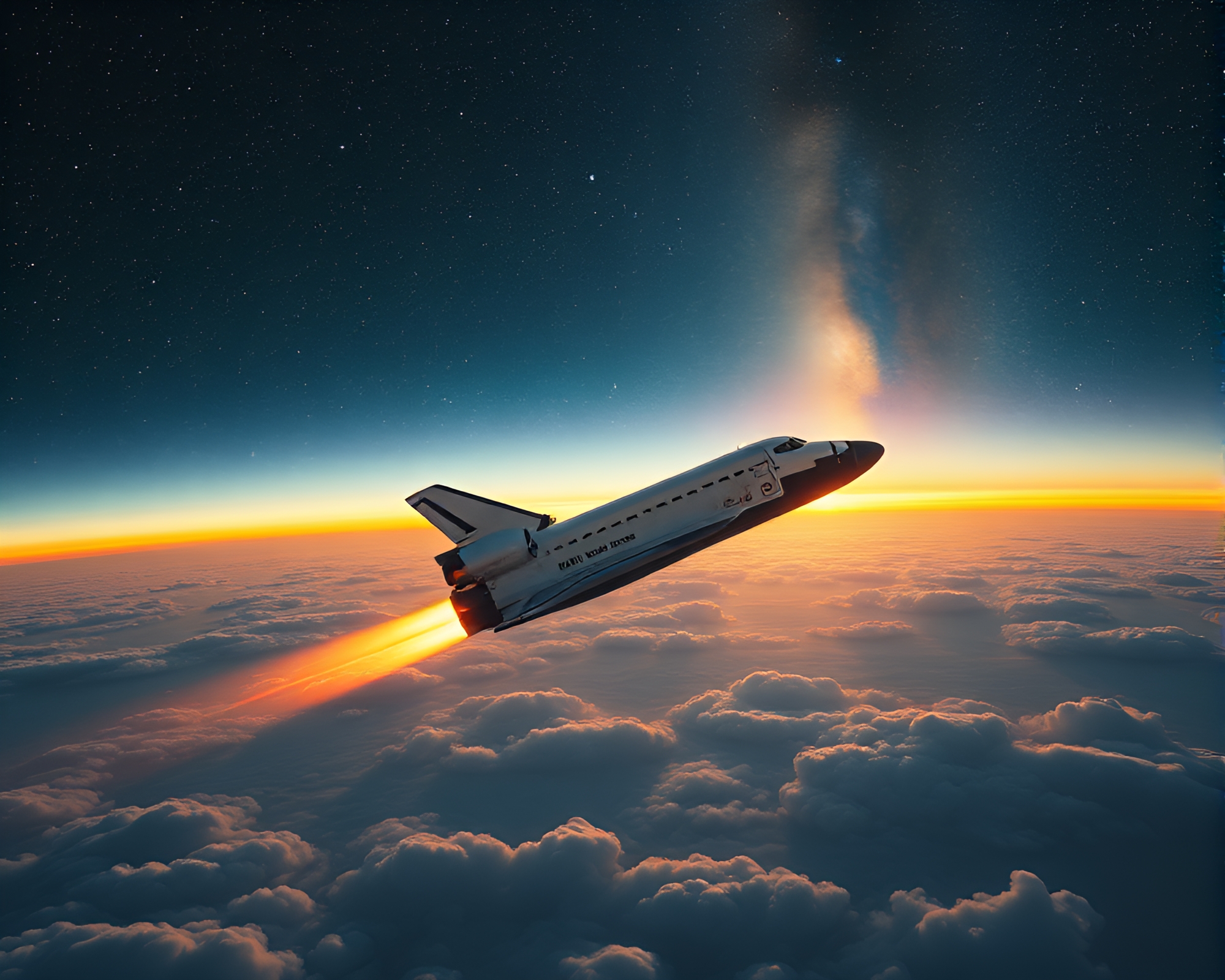 Space Shuttle Voyager in Starlit Galaxy – free AI stock image