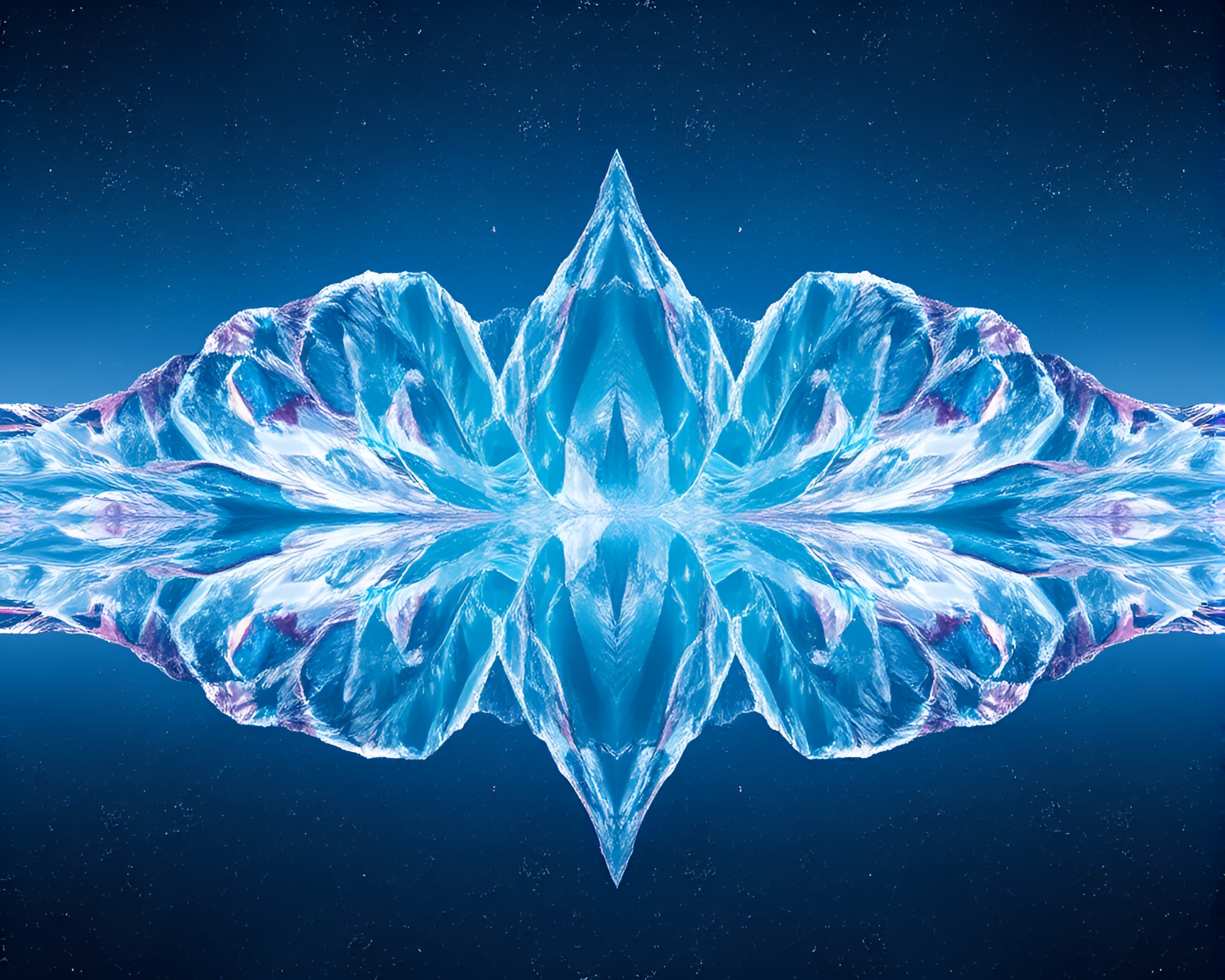 Glacier Reflection: Holographic Symmetry Concept Art – free AI stock image