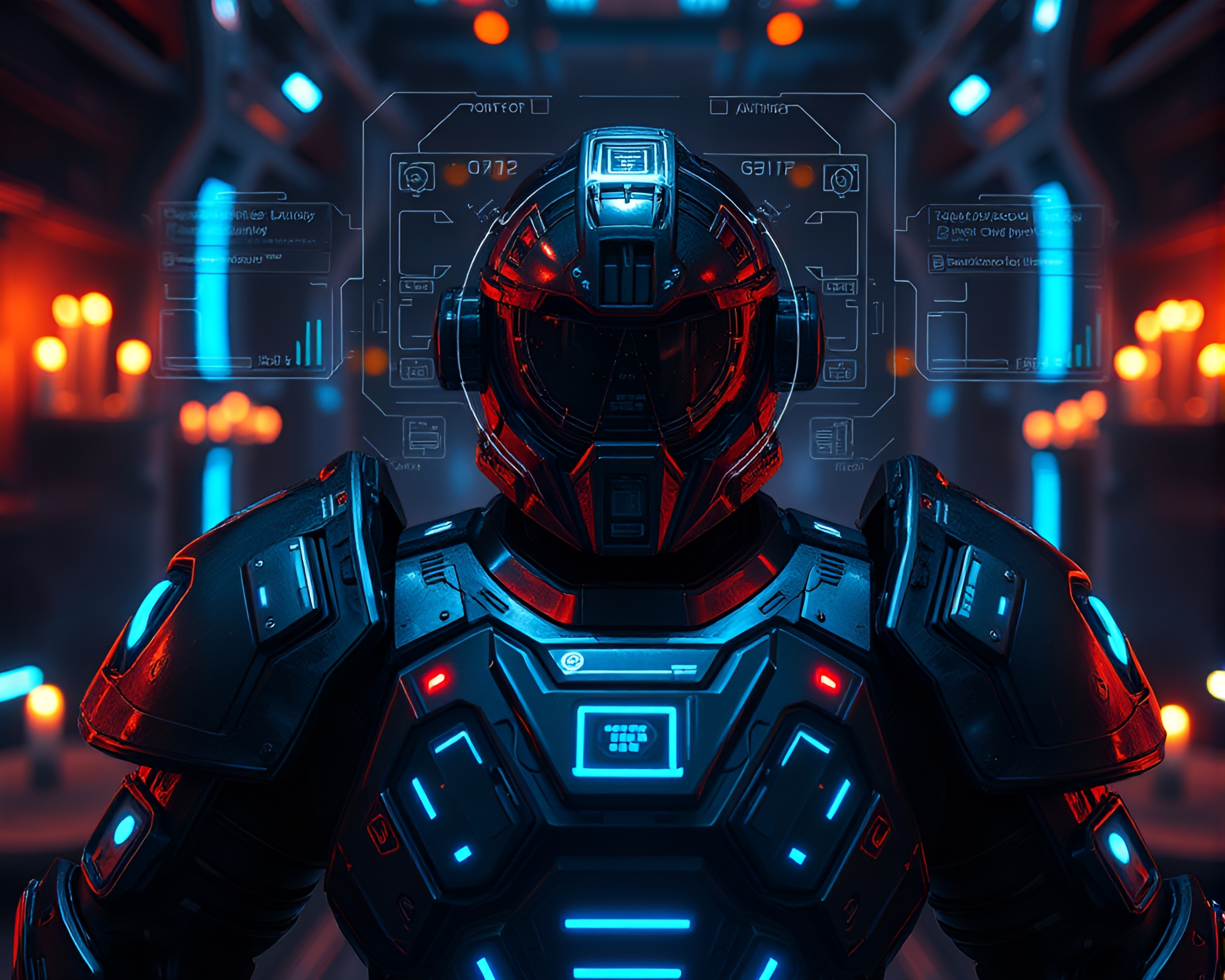 Futuristic Armor in Candlelit Ambiance – free AI stock image