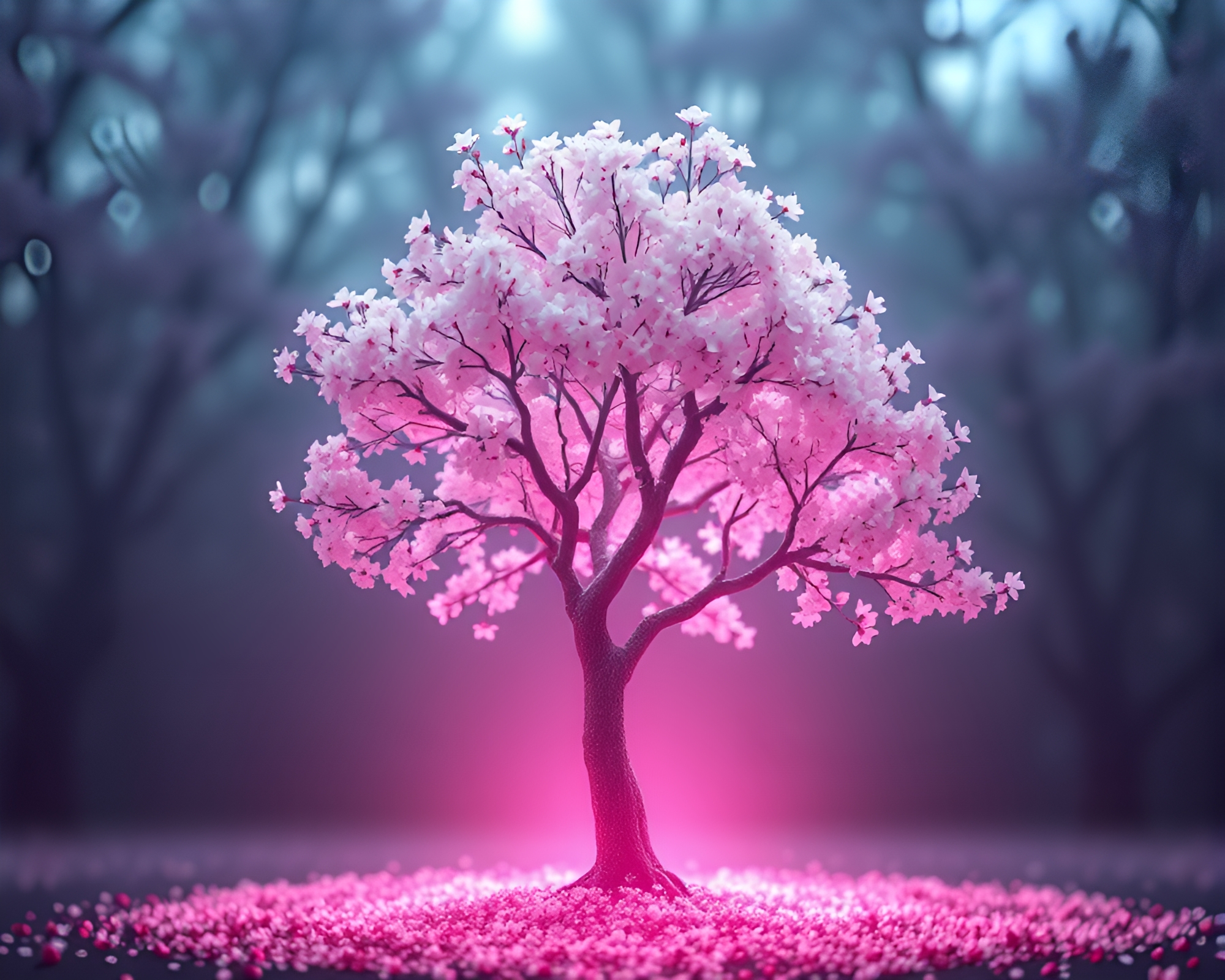Cherry Blossom Sorcery: 3D Stacking Art – free AI stock image