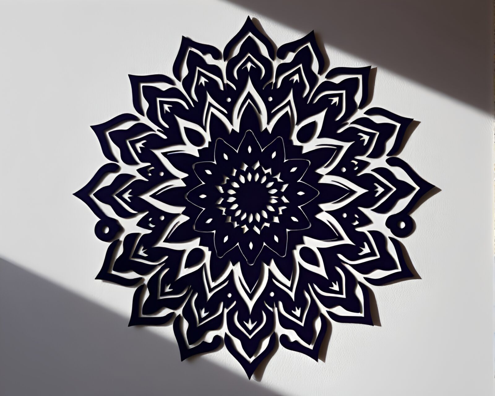 A stunning mandala design in shadowy, low saturation lighting
