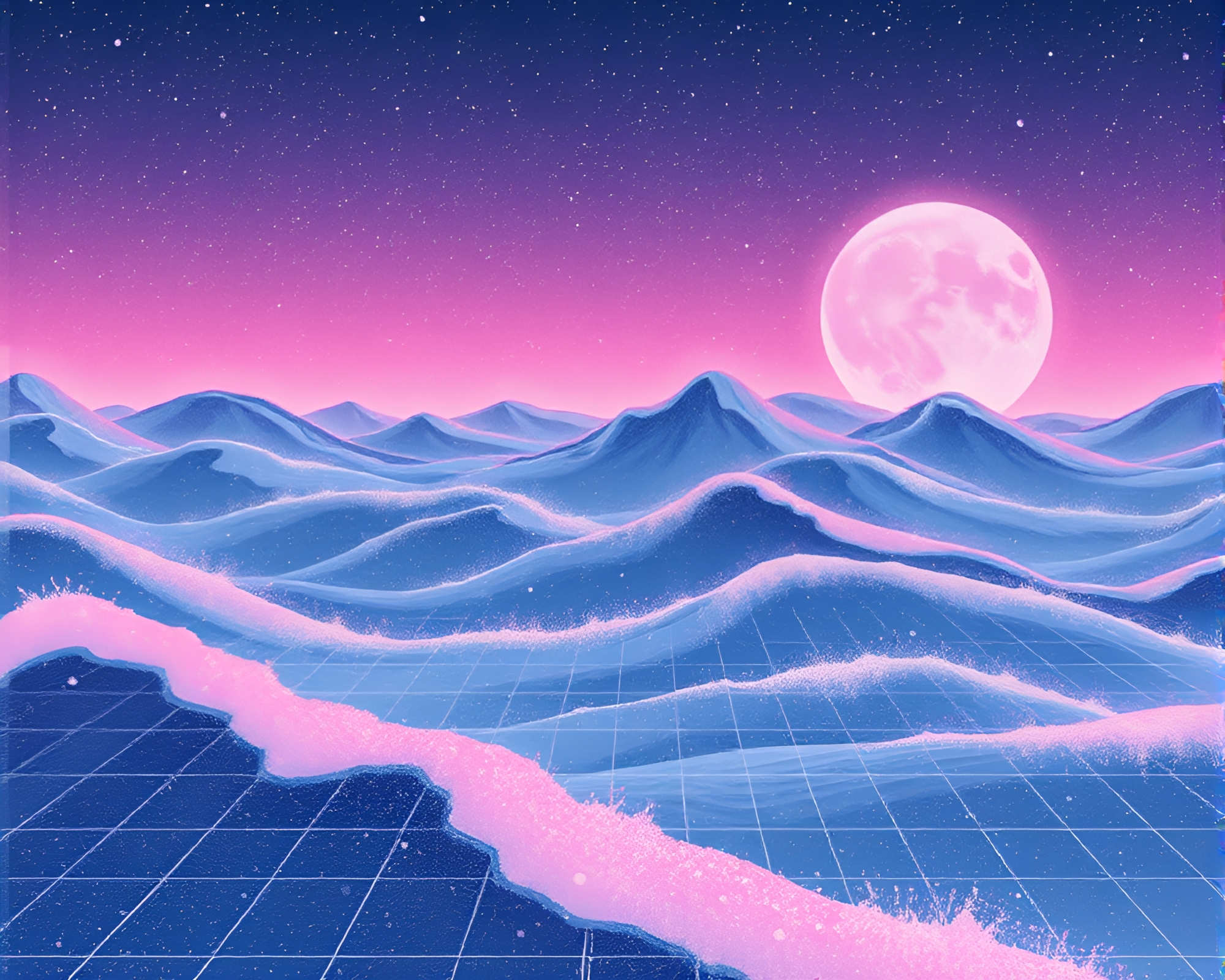 Retro Wave Matrix with Manga Dust Particles – free AI stock image