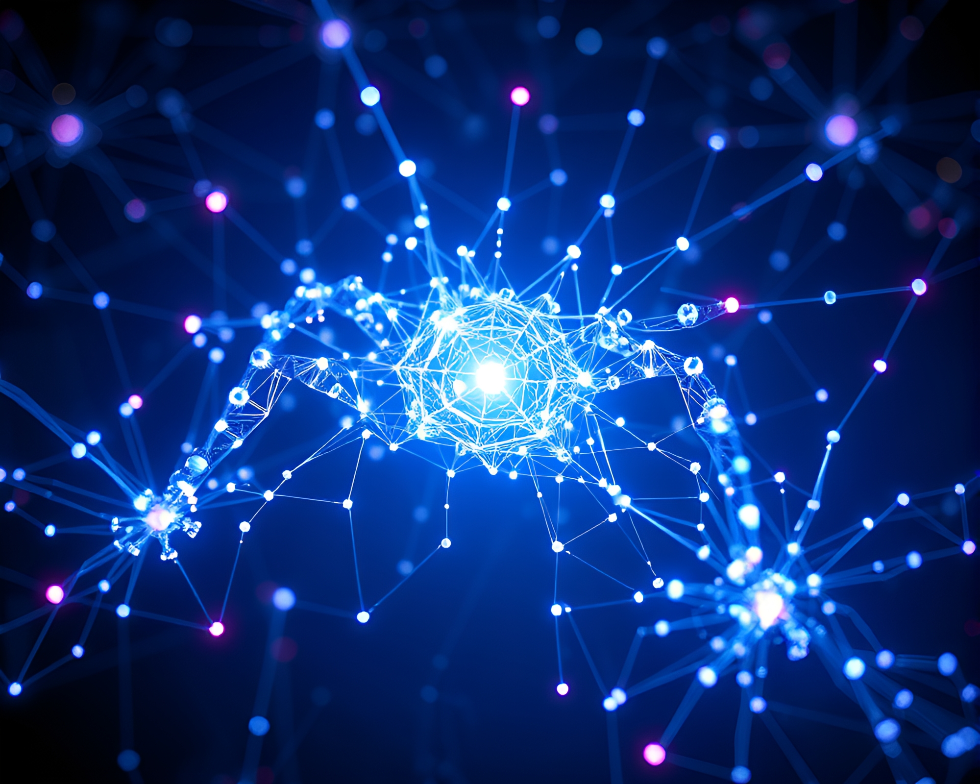 Chaos in Glowing Nanobot Swarm Wireframe Composition – free AI stock image