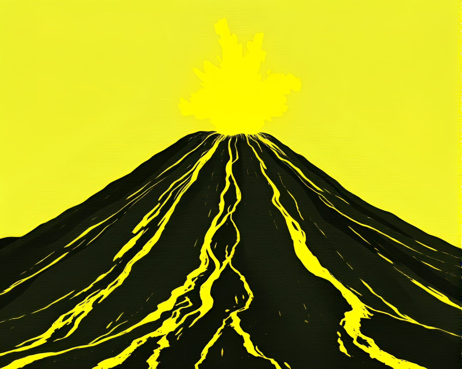 Abstract view of volcanic eruption in yellow monochrome tones