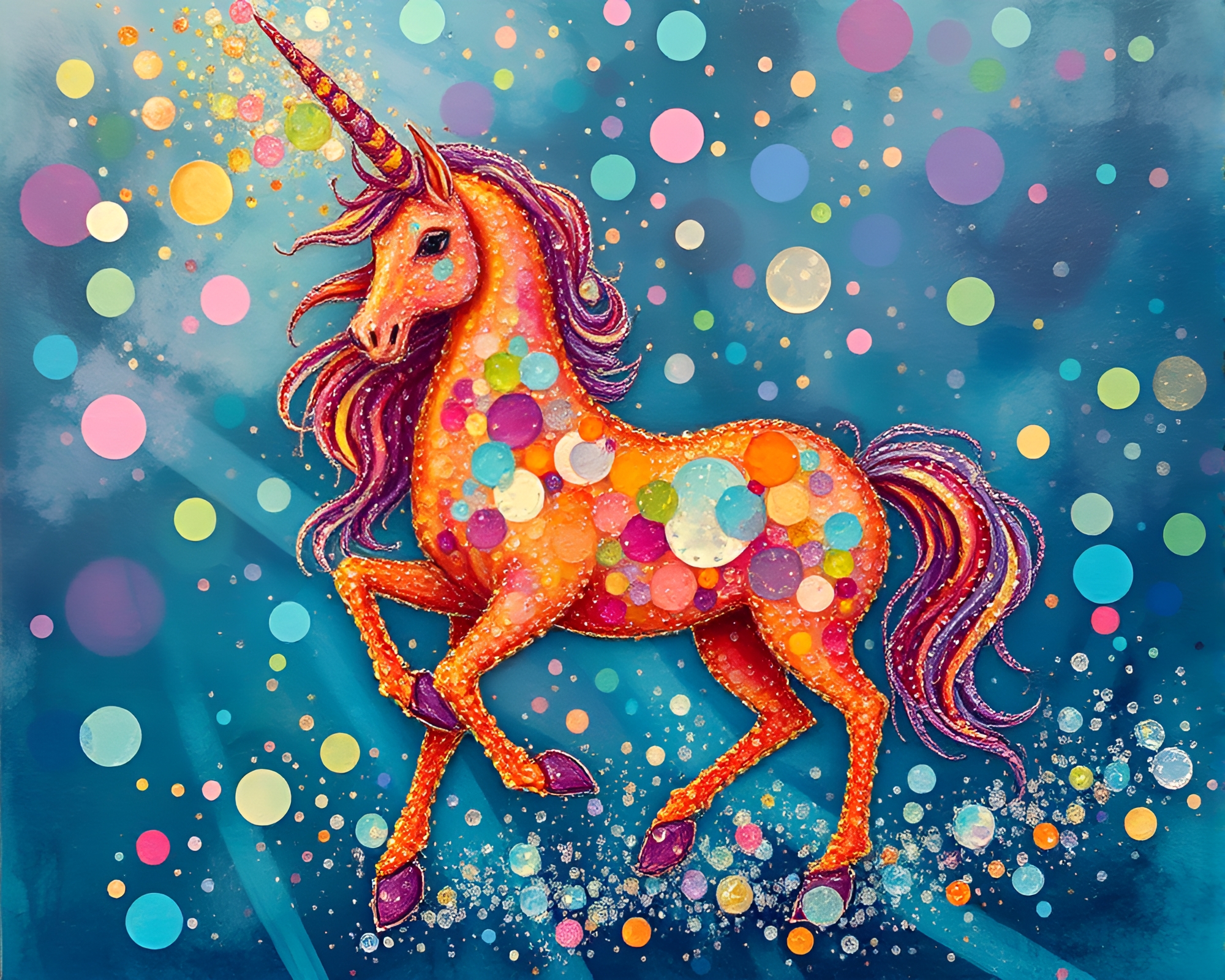 Wet Glass Bead Centaur in Acid Wash Pointillism – free AI stock image