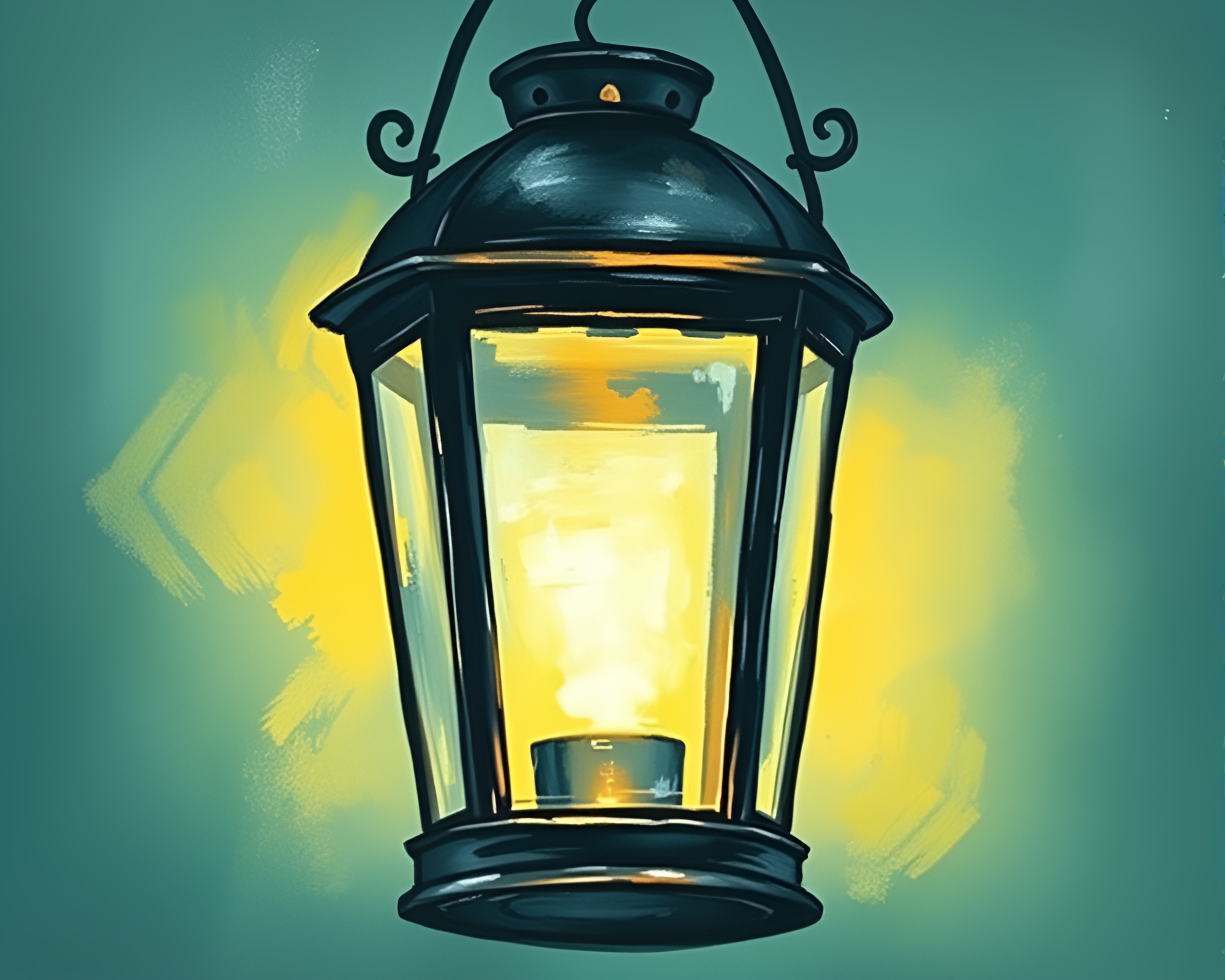 Chalkboard Lantern Glow at the Break of Dawn – free AI stock image