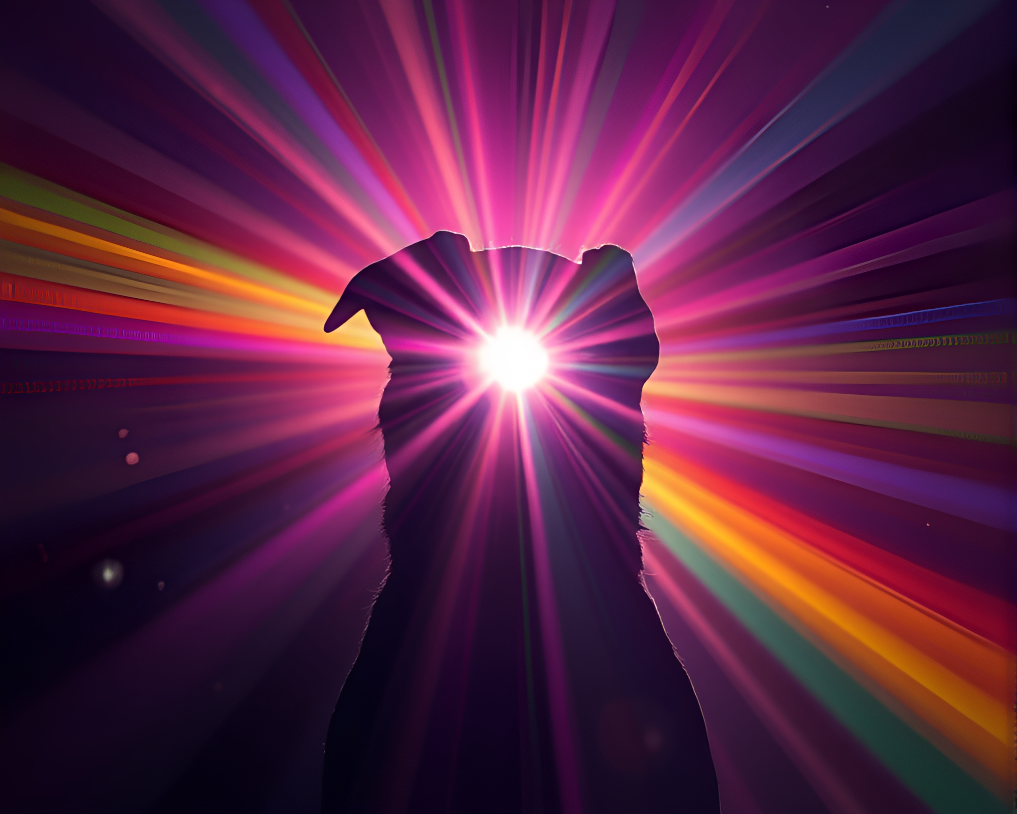 Holographic Pet in Silhouette with Oil Slick Rainbow – free AI stock image