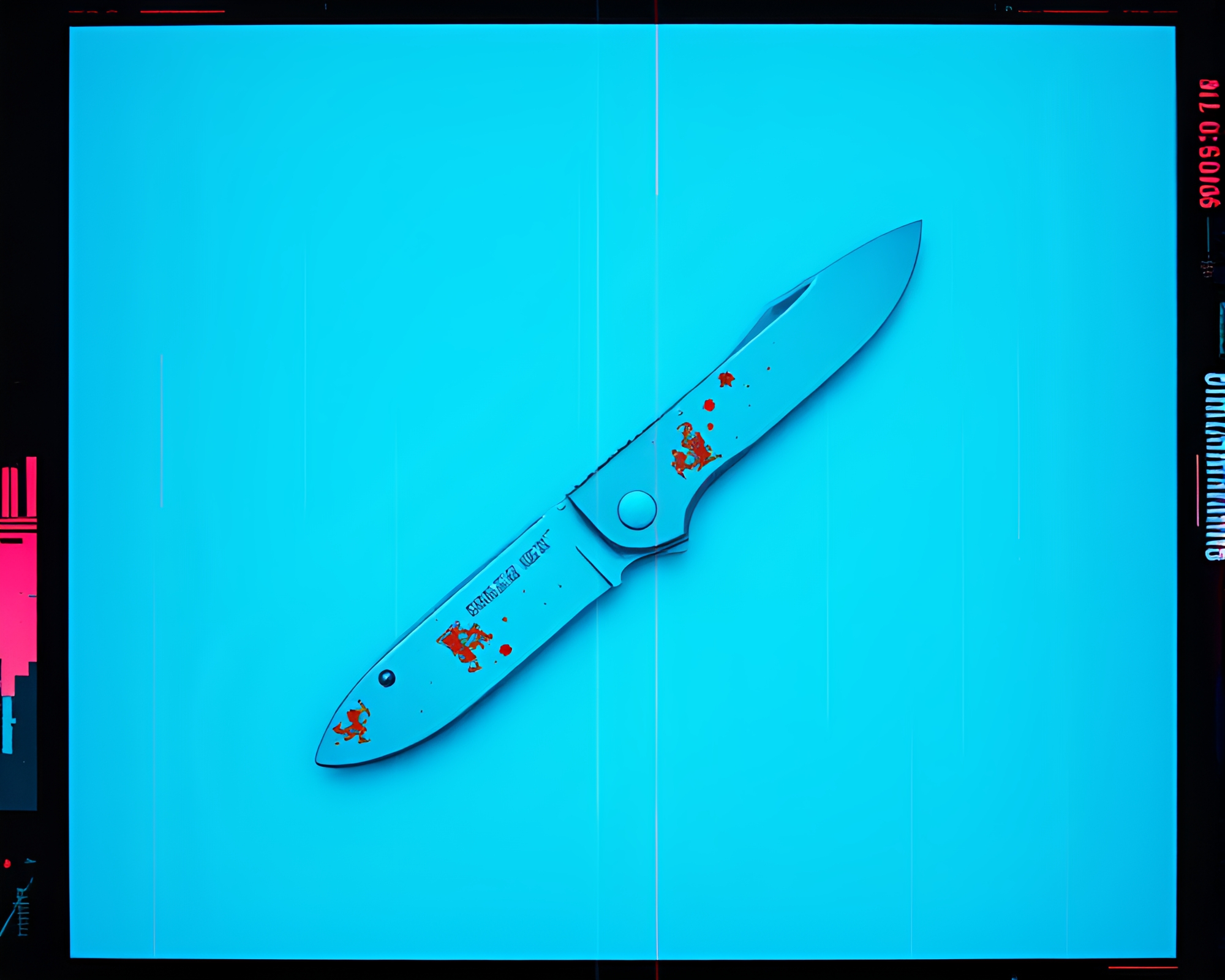 Glitchy Arctic Blue Rusty Pocketknife Film Strip – free AI stock image