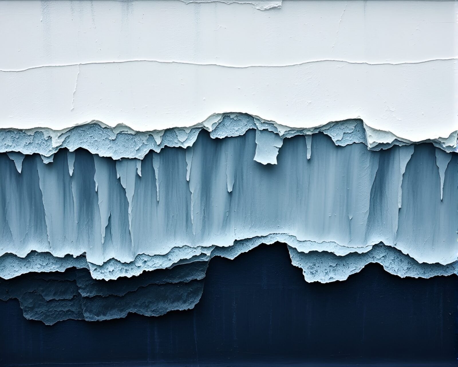 Oil impasto ridges texture with trompe-l'oeil moth in snowstorm