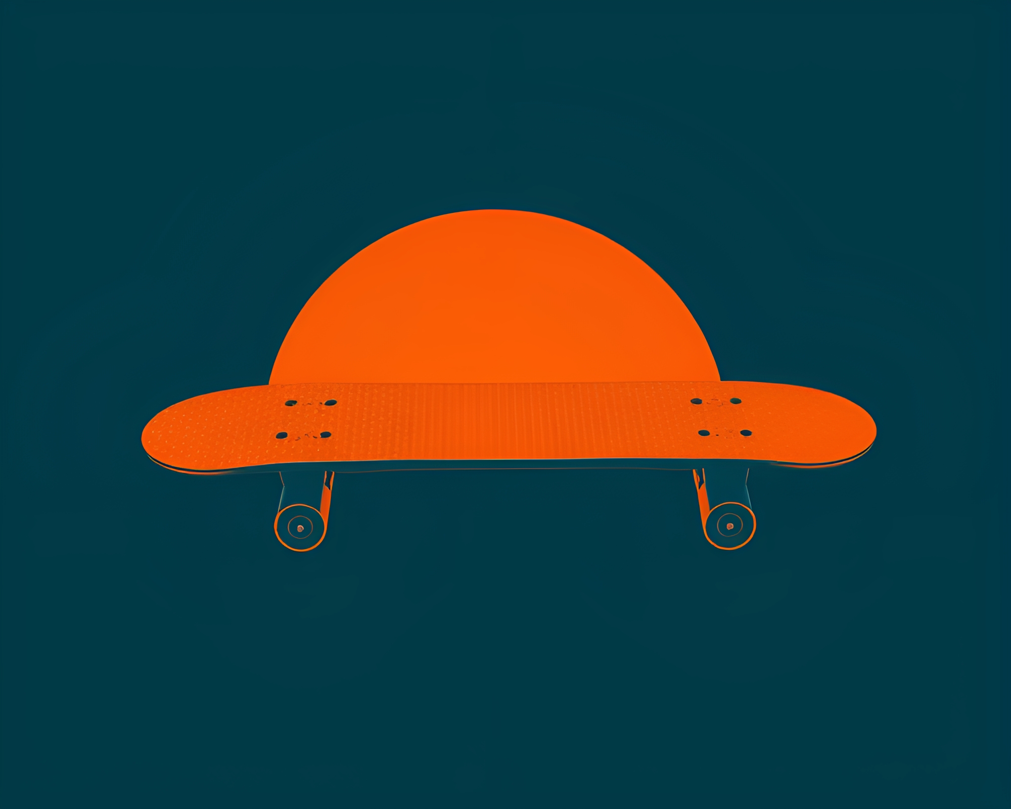 Skateboarder in Gradient Mesh Burnt Orange Sunset – free AI stock image