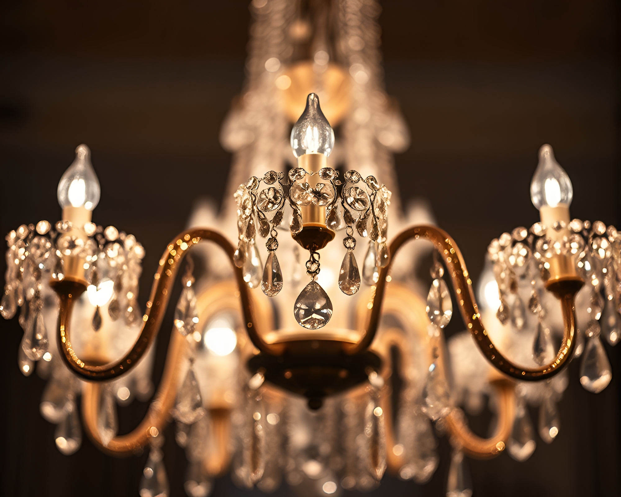 Elegant crystal chandelier with glittering glow – free AI stock image