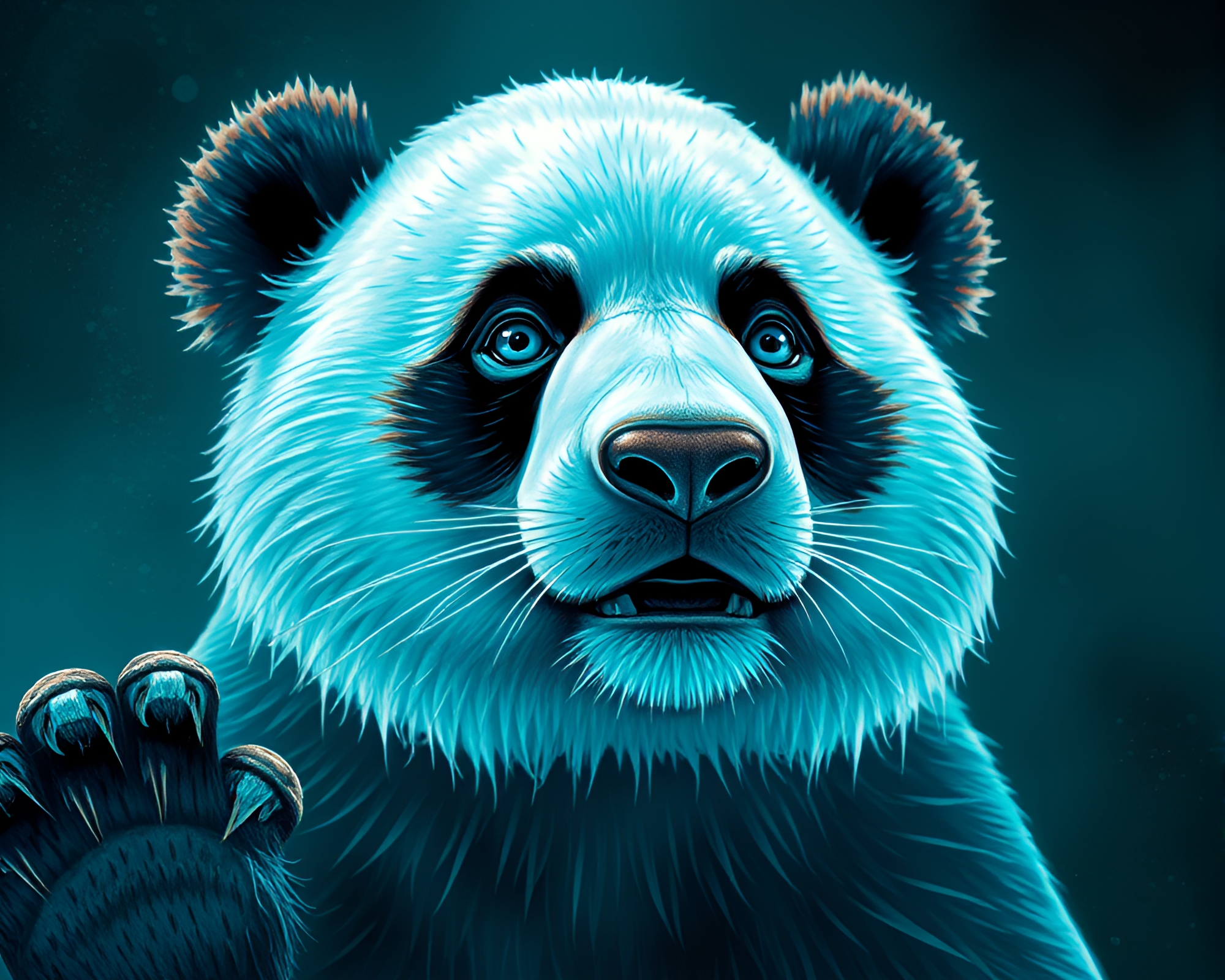 Copper Verdigris Panda in Frozen Toon Shade – free AI stock image