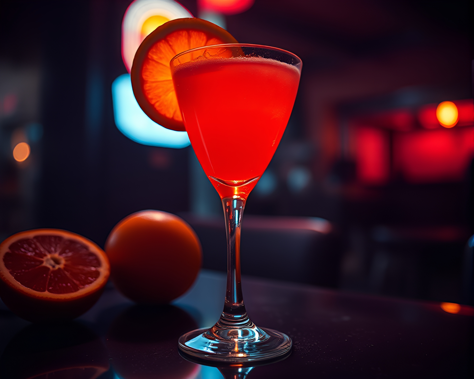 Blood Orange Cocktail in Chromatic Aberration Graphic Novel – free AI stock image