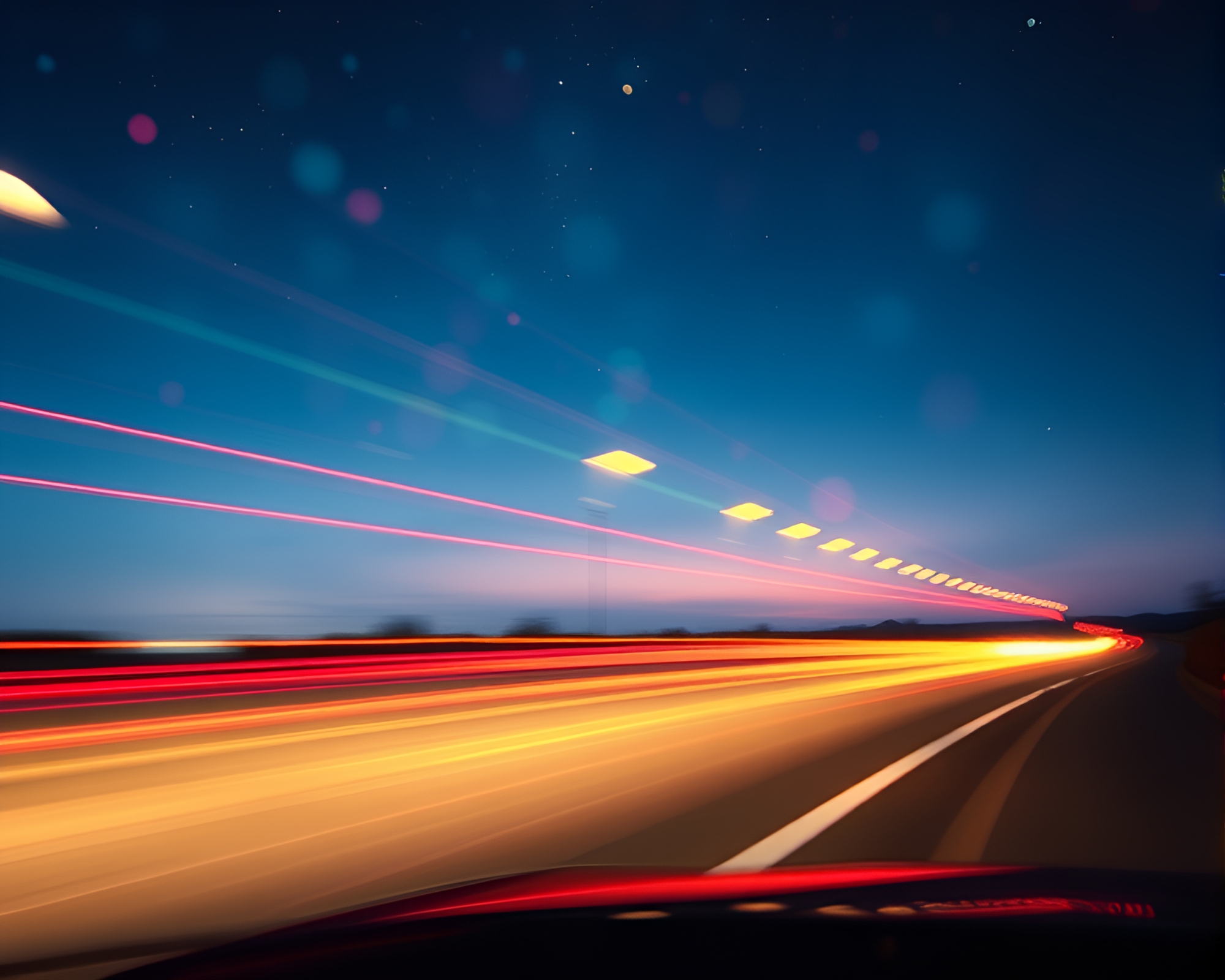 Cubist Car Light Trails in a Parallel Universe – free AI stock image