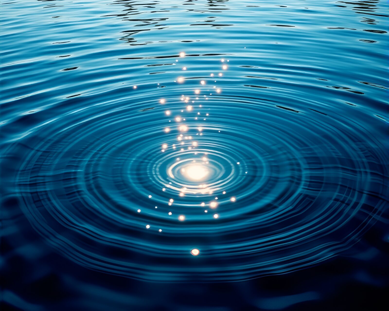 Intricate runic alphabet on water surface illuminated in mosaic colors