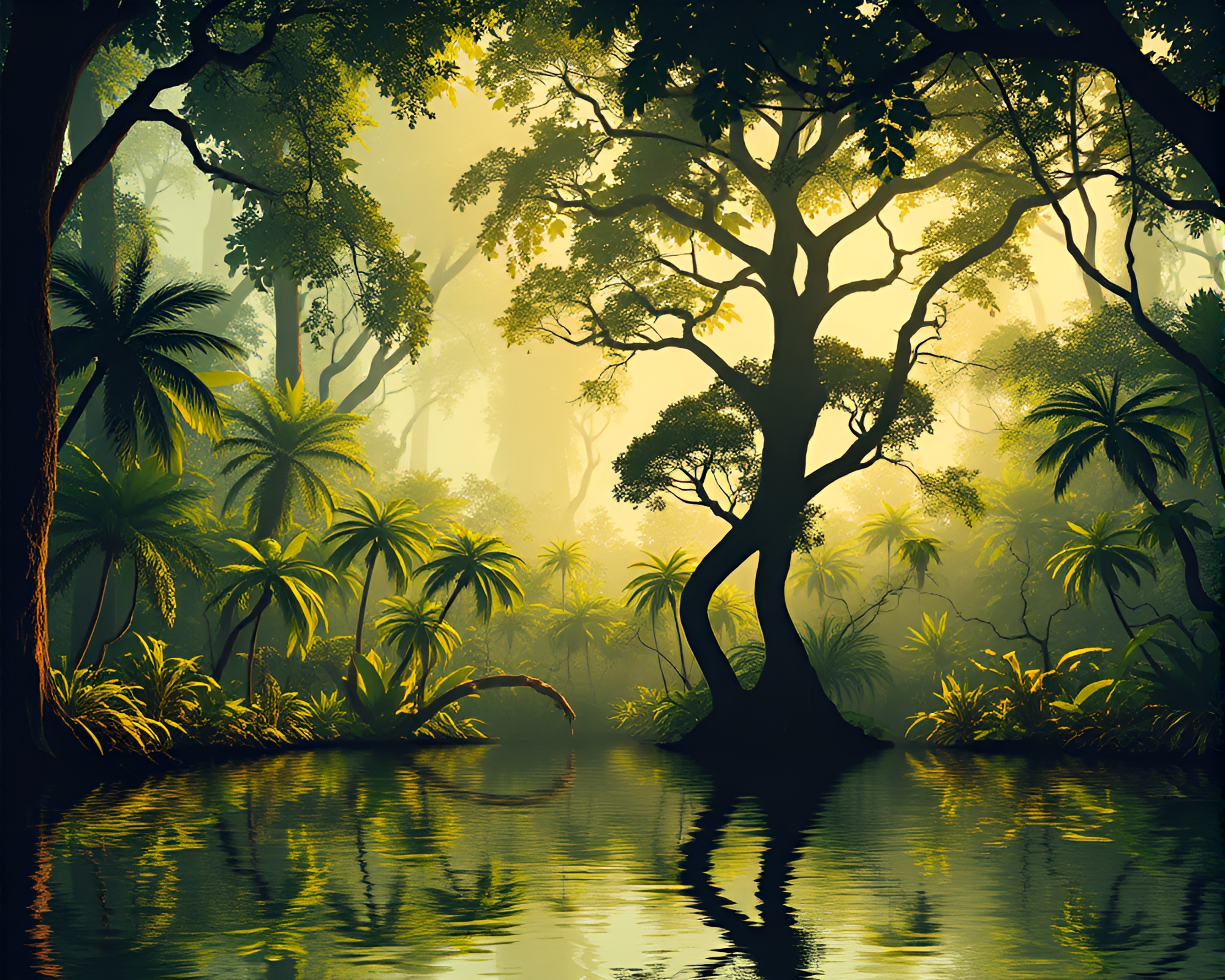Satyr’s Reflection in Jungle Canopy Shade ASCII Art – free AI stock image