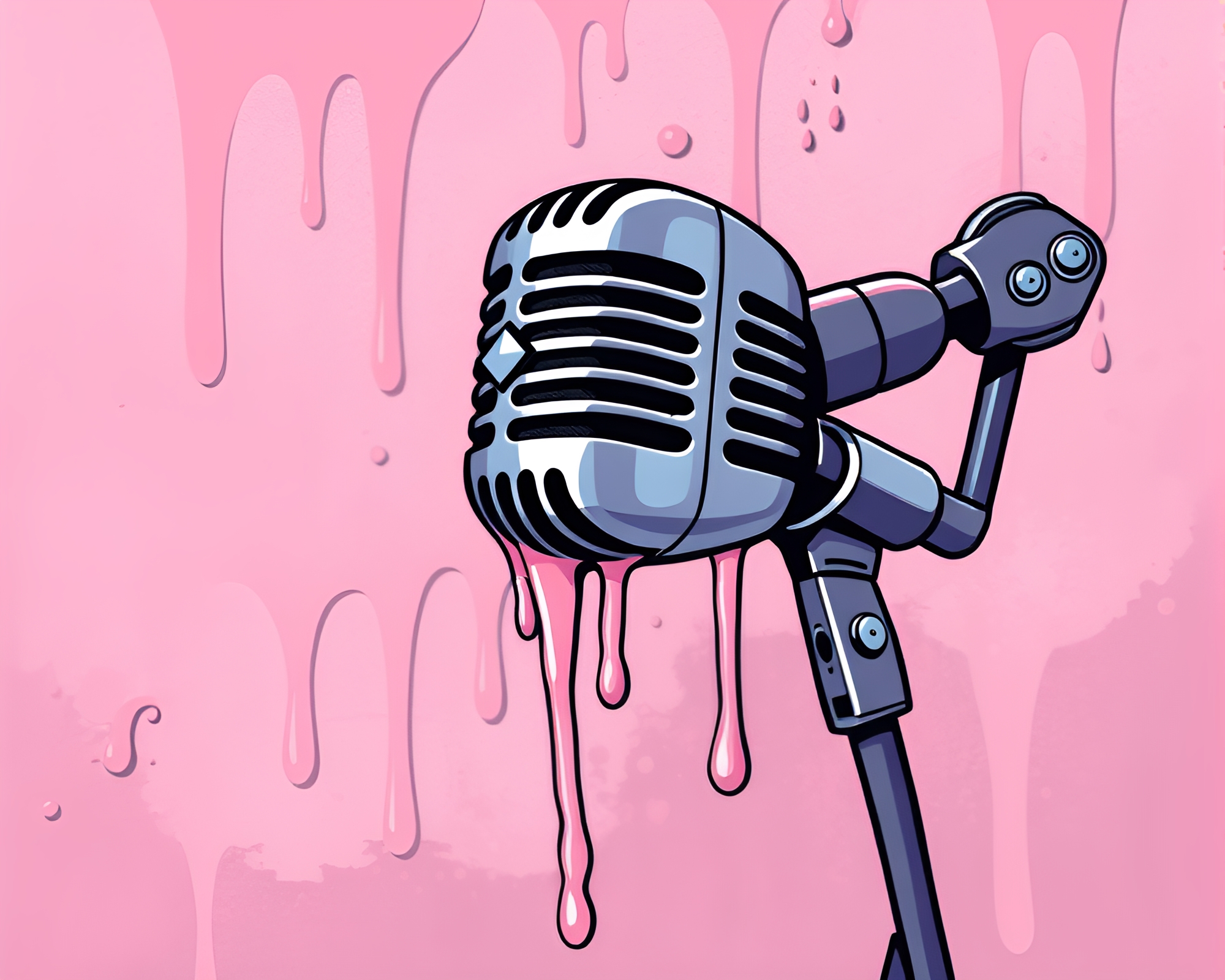 Graffiti Microphone: Pink Cartoon Harmony – free AI stock image