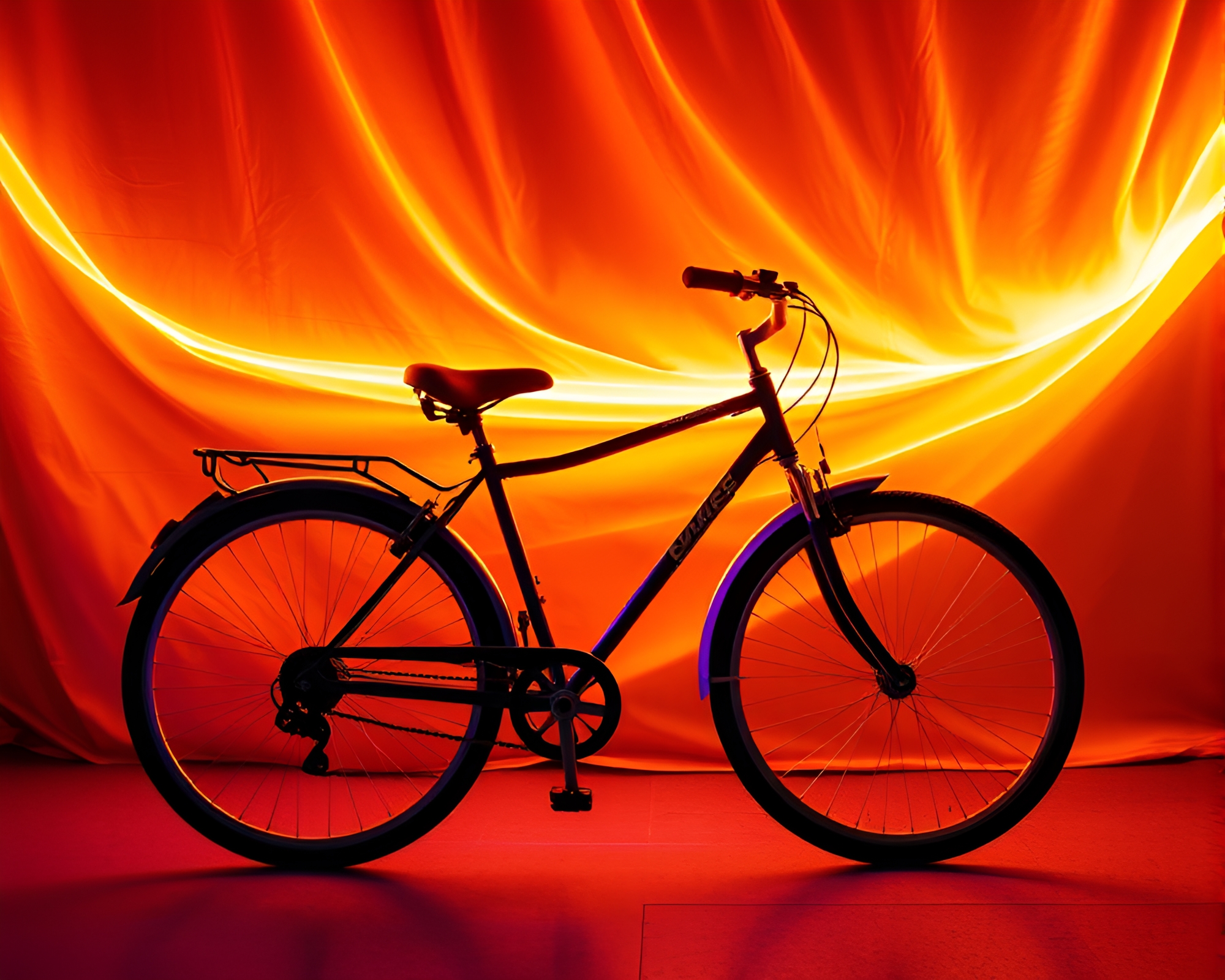 Ultraviolet Bicycle in Fabric Folds – free AI stock image