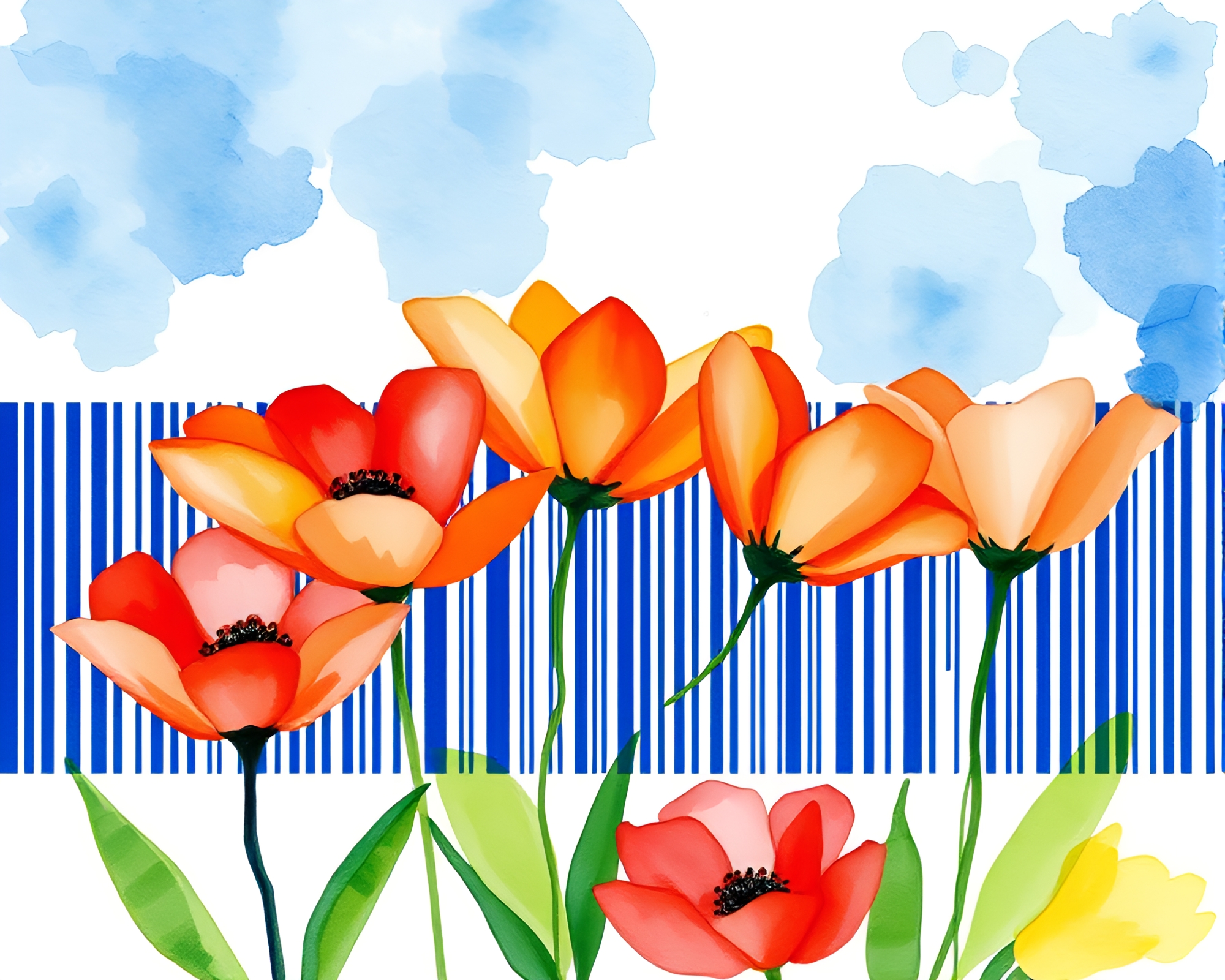 Serpentine Barcode: Tranquil Cobalt Blue Hot Spring Oasis – free AI stock image