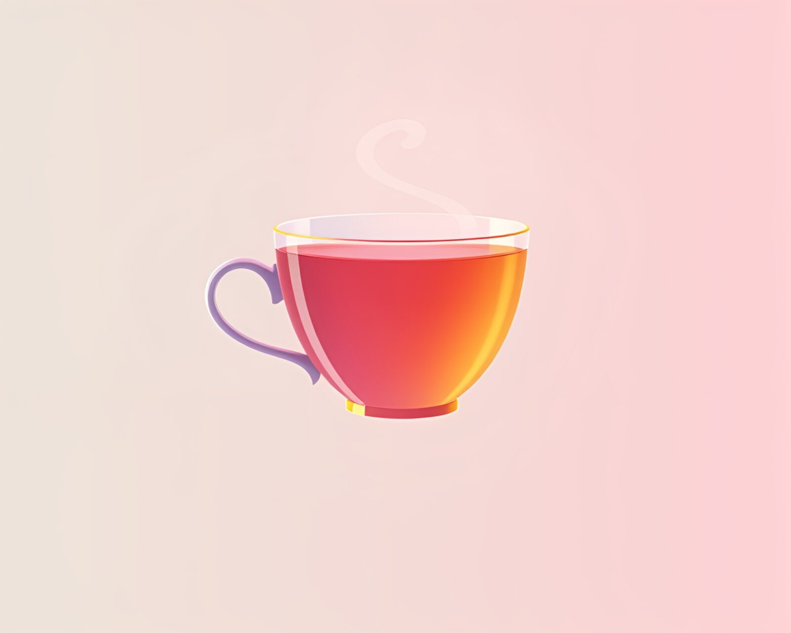 Ethereal negative space tea cup floating in pastel gradients