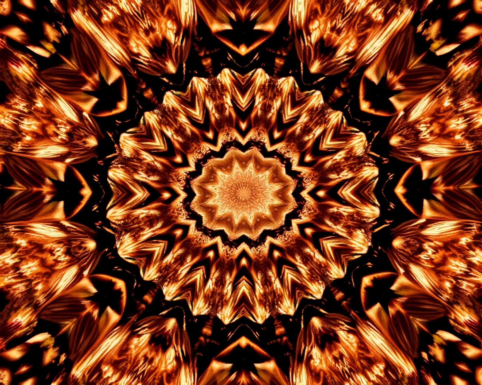 Fantastical scan line kaleidoscope in sepia pointillism style.