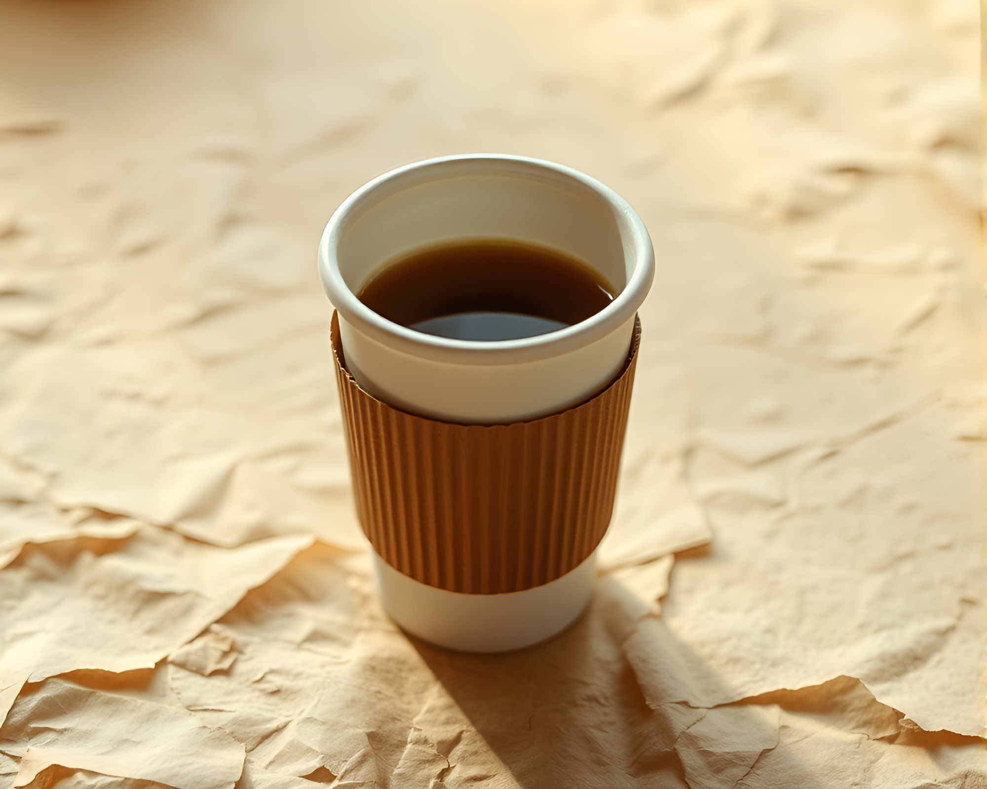 Coffee Cup Isometric Illustration on Paper Textures – free AI stock image