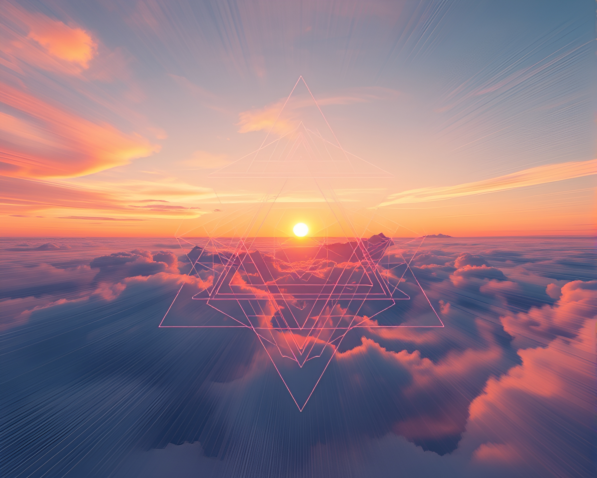 Sacred Geometry Sunrise in Algorithmic Motion Capture – free AI stock image