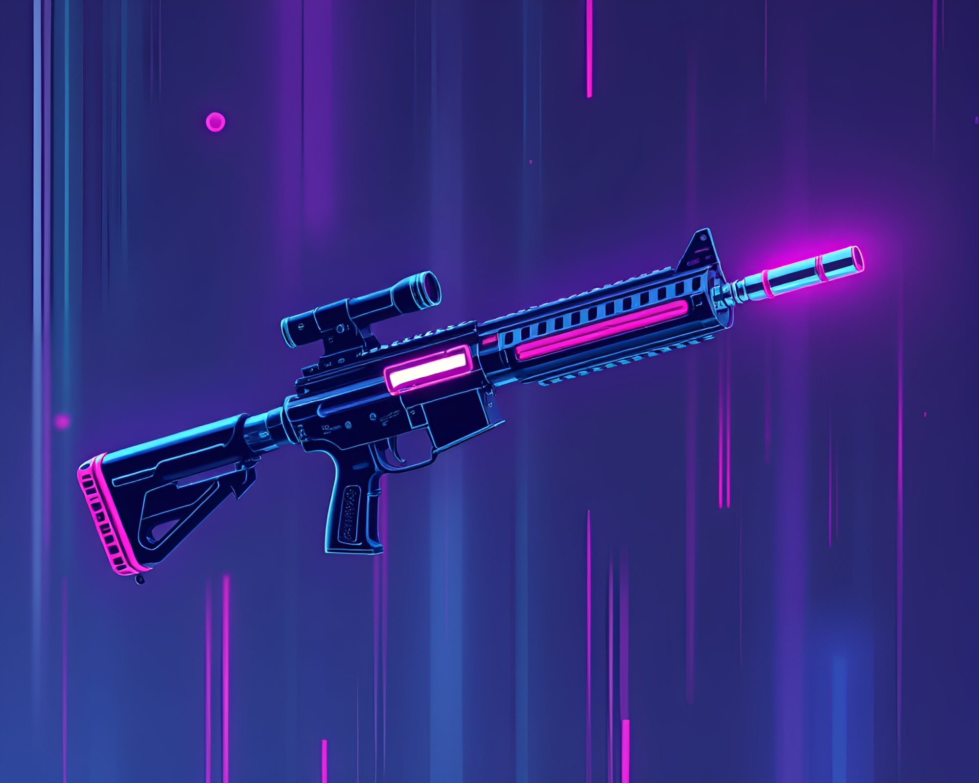 Retro Pixel Art Plasma Rifle with Chromatic Aberration – free AI stock image