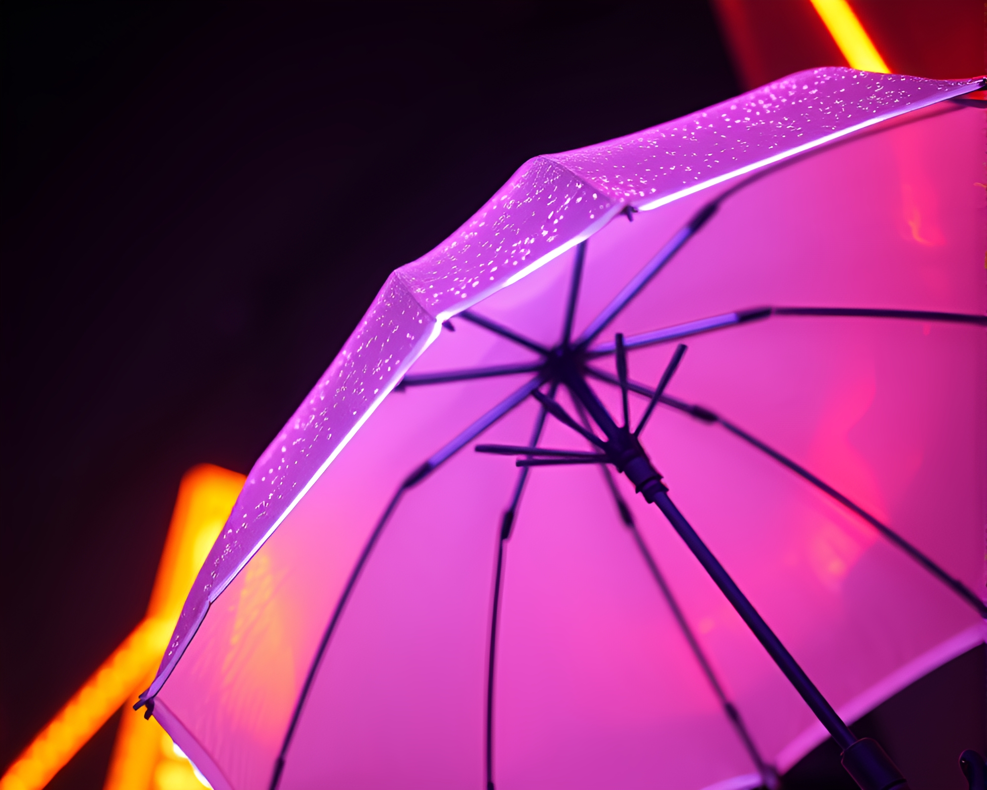Glowing Neon Umbrella in Ultraviolet Hues – free AI stock image