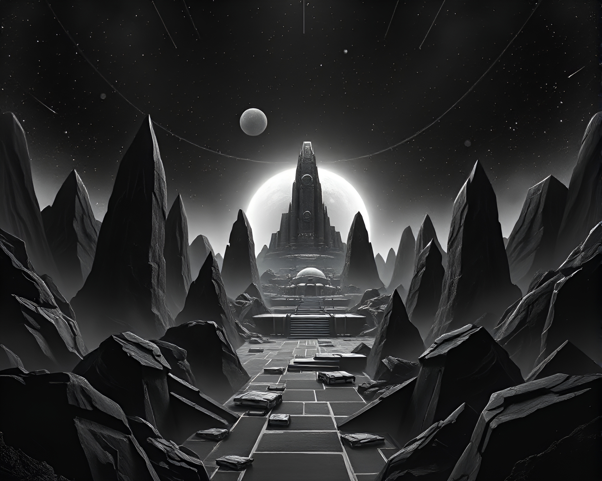 Synthwave Dwarf in Graphite Gray Center Composition – free AI stock image