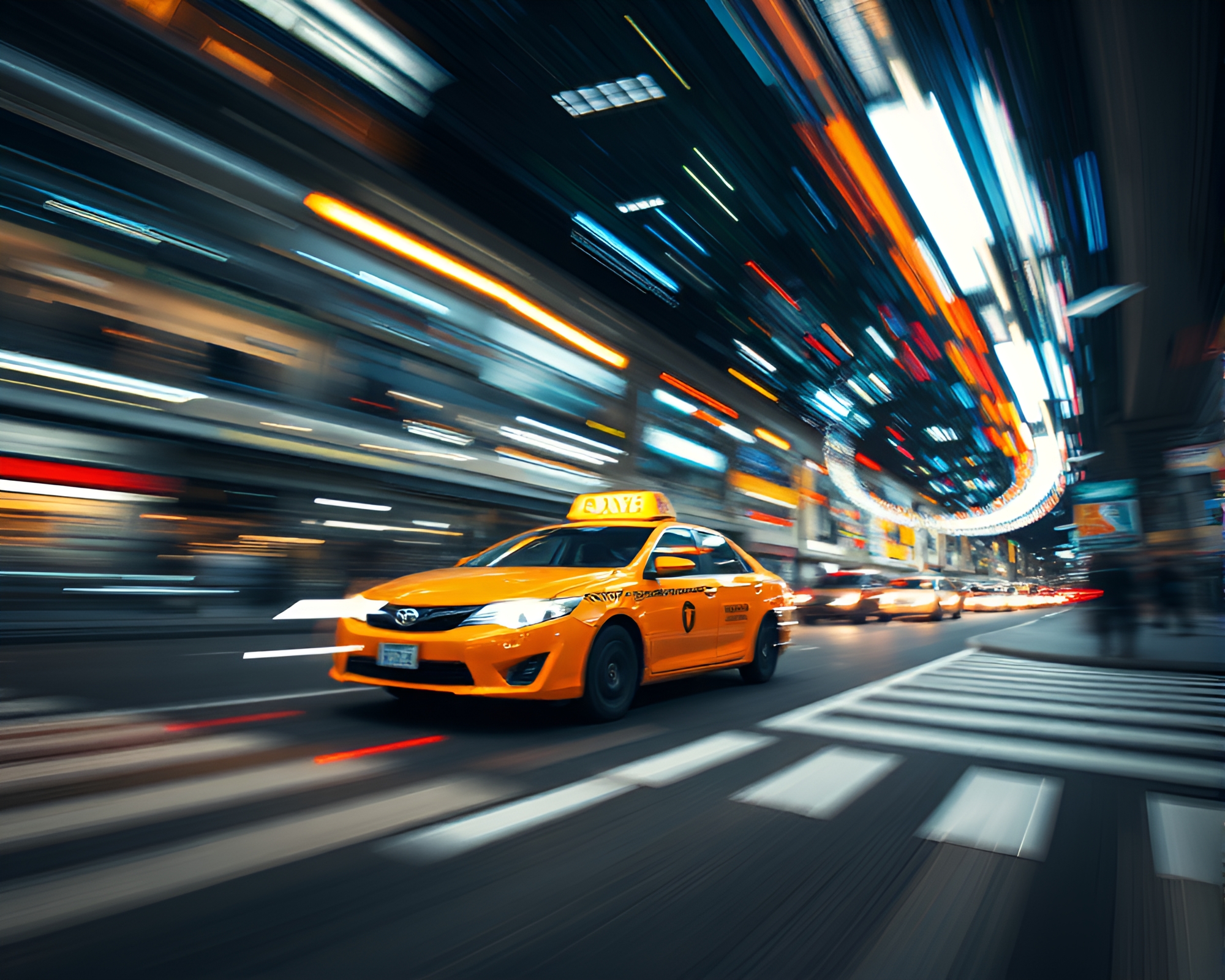Urban Wormhole Taxi Light Streaks Splatter Art – free AI stock image