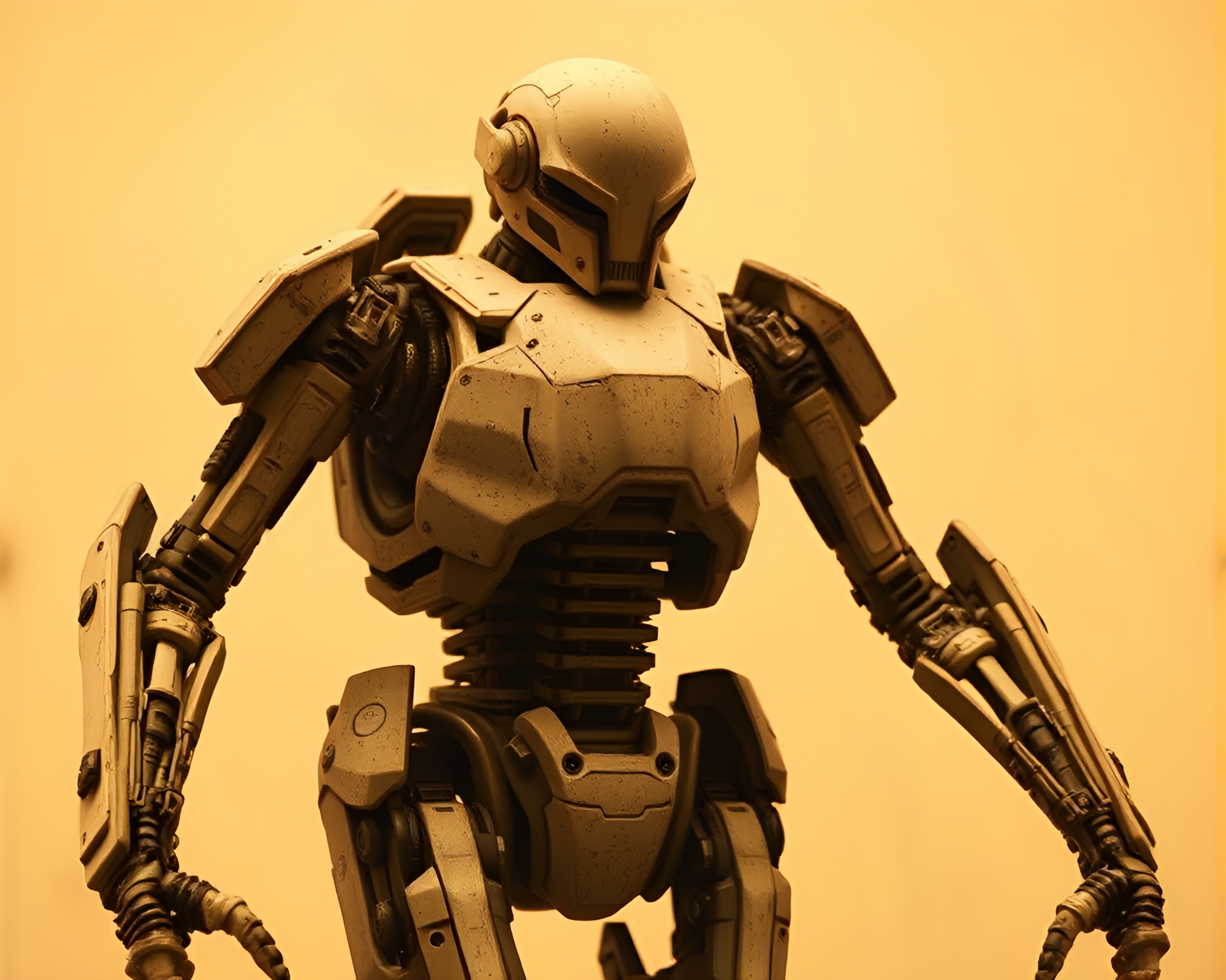 Mechanical Exoskeleton Suit in Sepia Hatching – free AI stock image