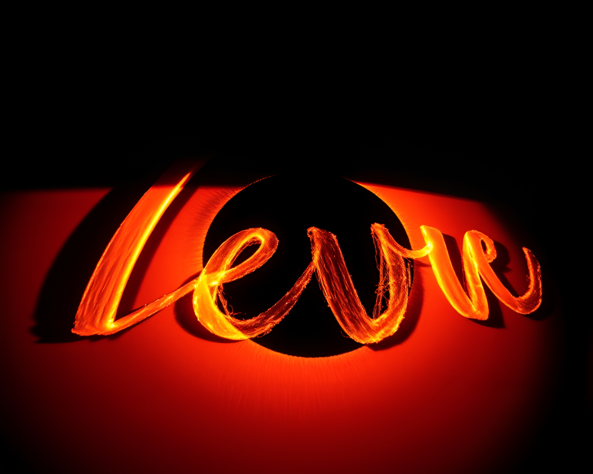 Wide-Angle Handwritten Letter under Eclipse Shadow Light Painting – free AI stock image