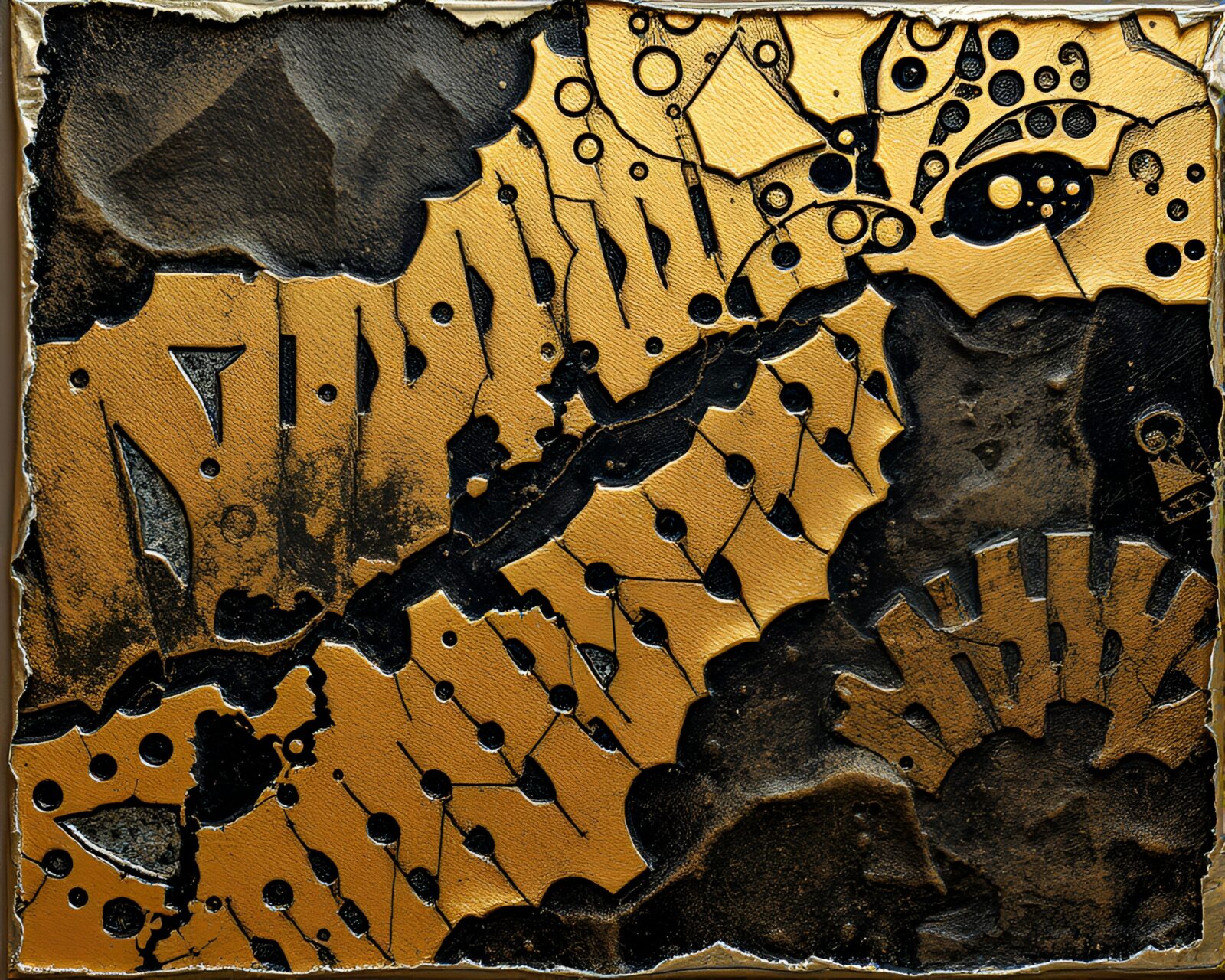 Intricate fractal metallic pattern with torn edge detail