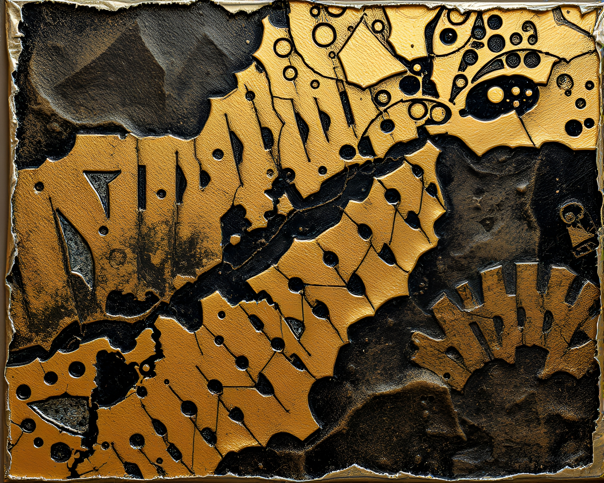 Fractal Metallic Etching: Torn Edge Design – free AI stock image