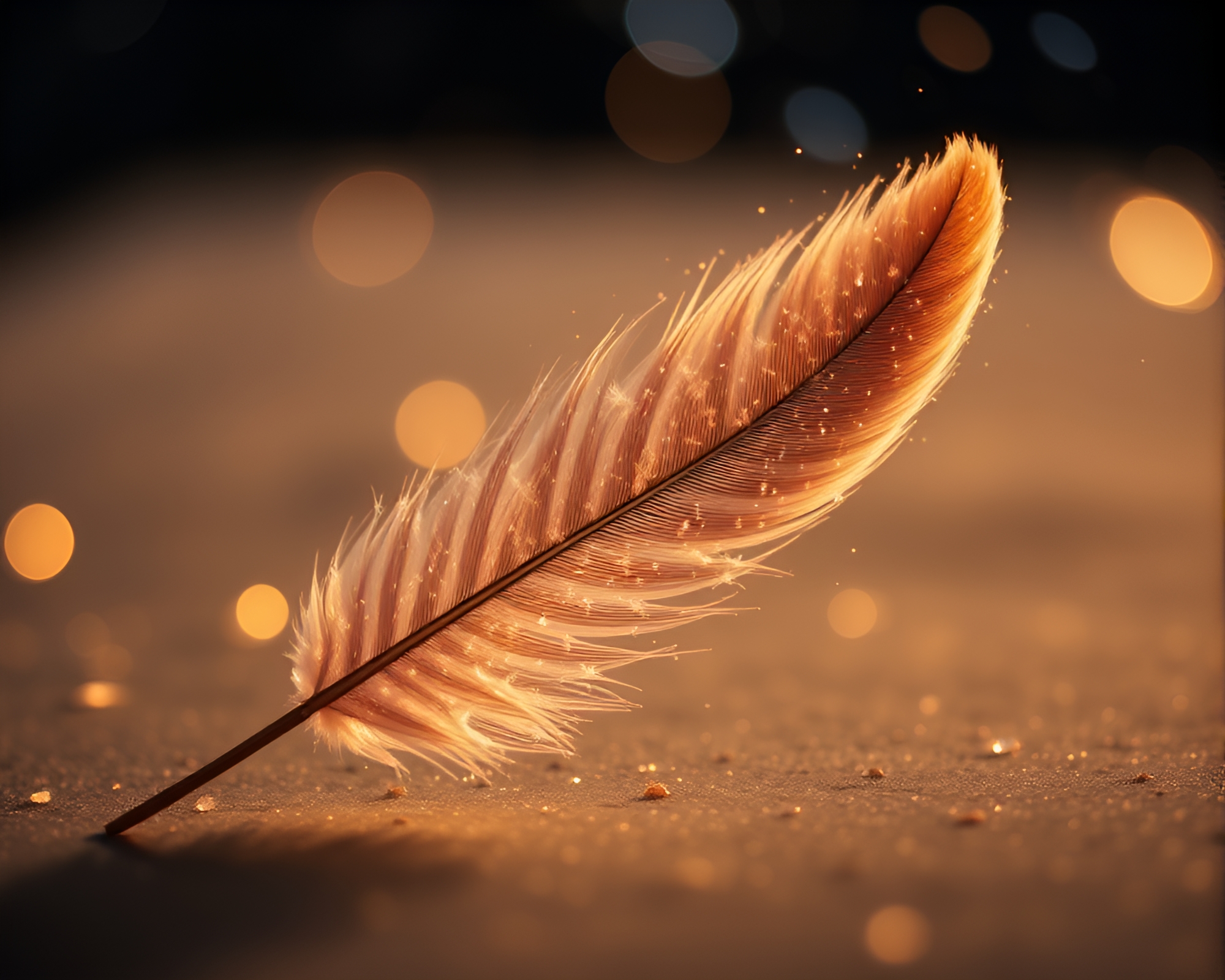 Feather Dusting in a Starlit Dream Journal Vignette – free AI stock image