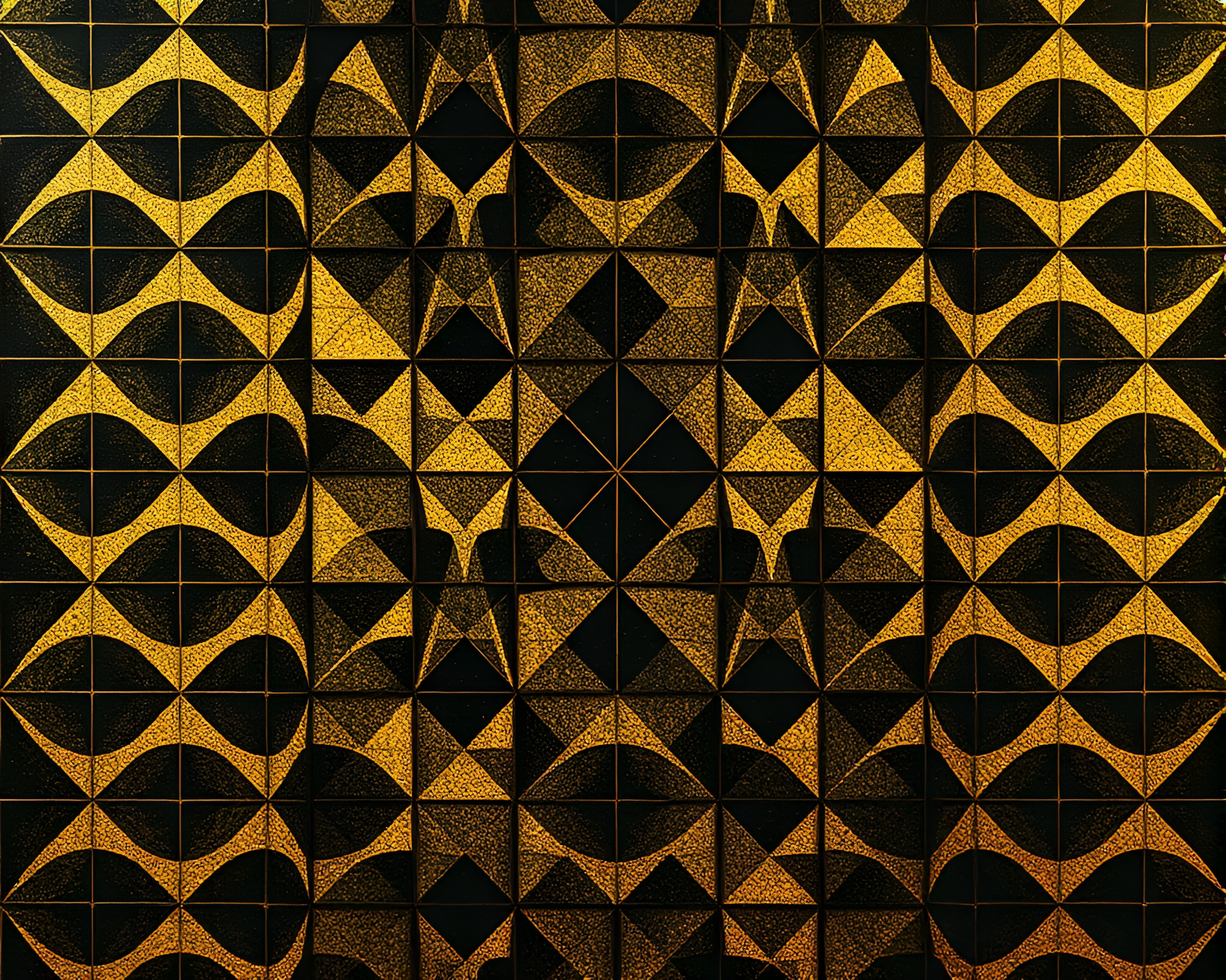 Gilded Necromantic Tessellations in Screen Printing Art – free AI stock image