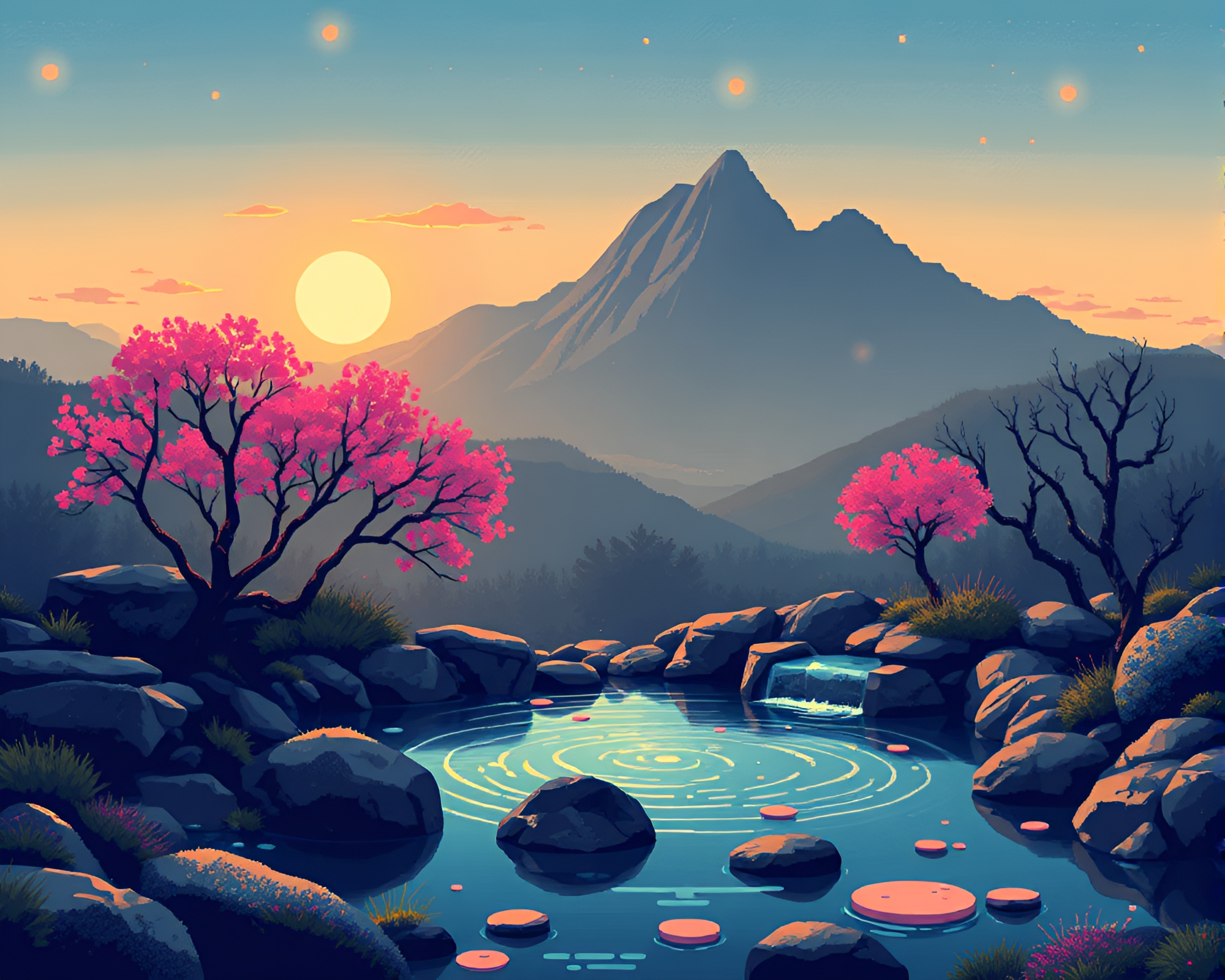 Off-Center Serenity: Hot Spring ASCII Art Masterpiece – free AI stock image