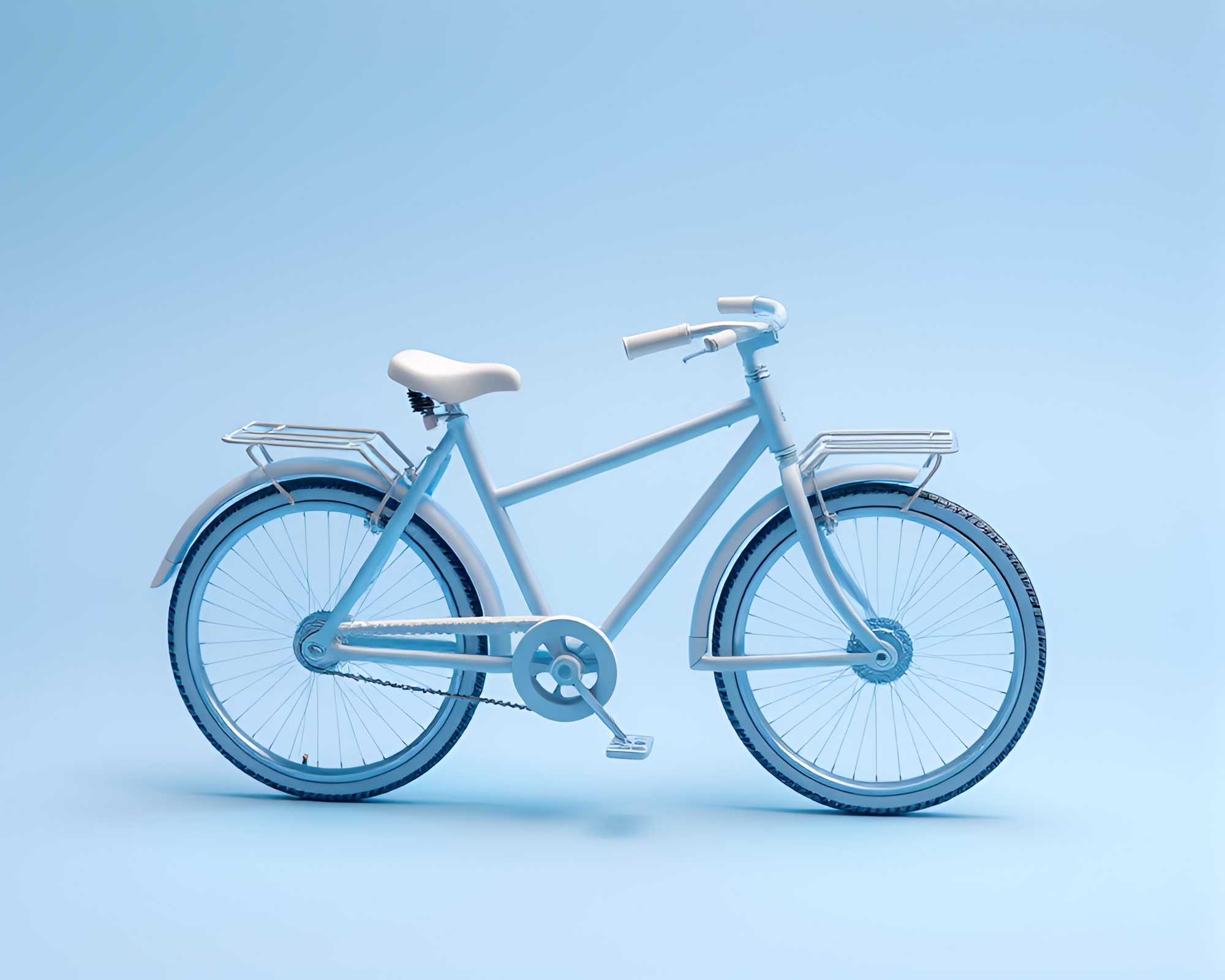 Voxel Bicycle in Ice-Blue Studio Setting – free AI stock image