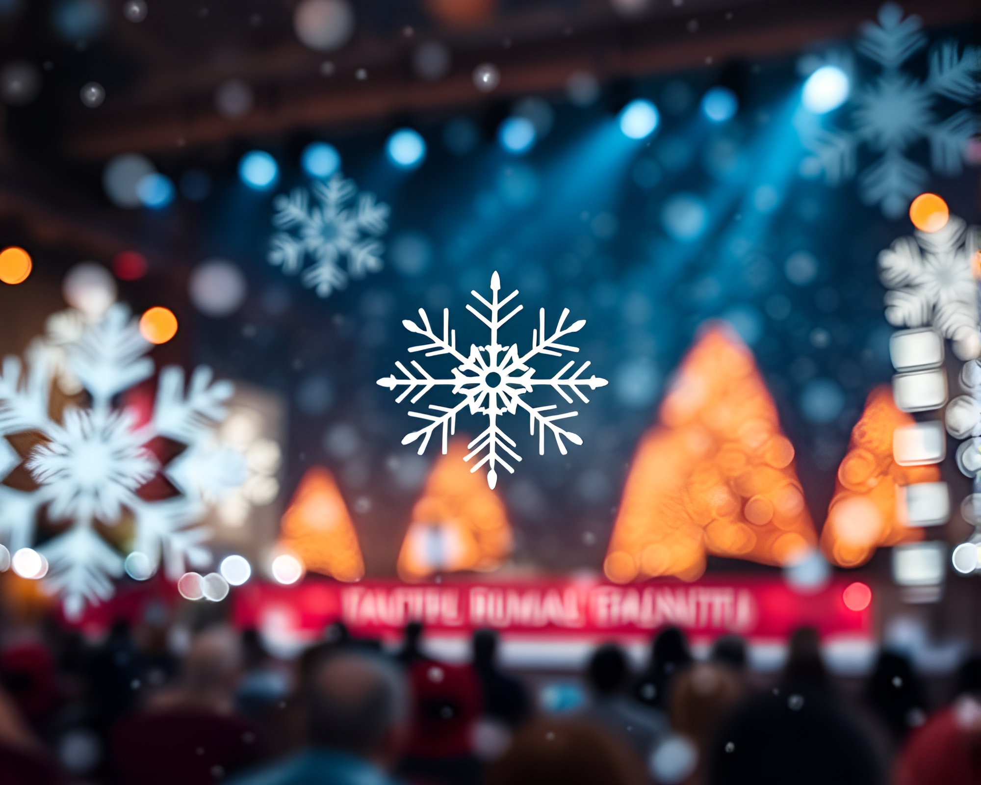 Stage Spotlight Android in Snowflake Miniature World – free AI stock image