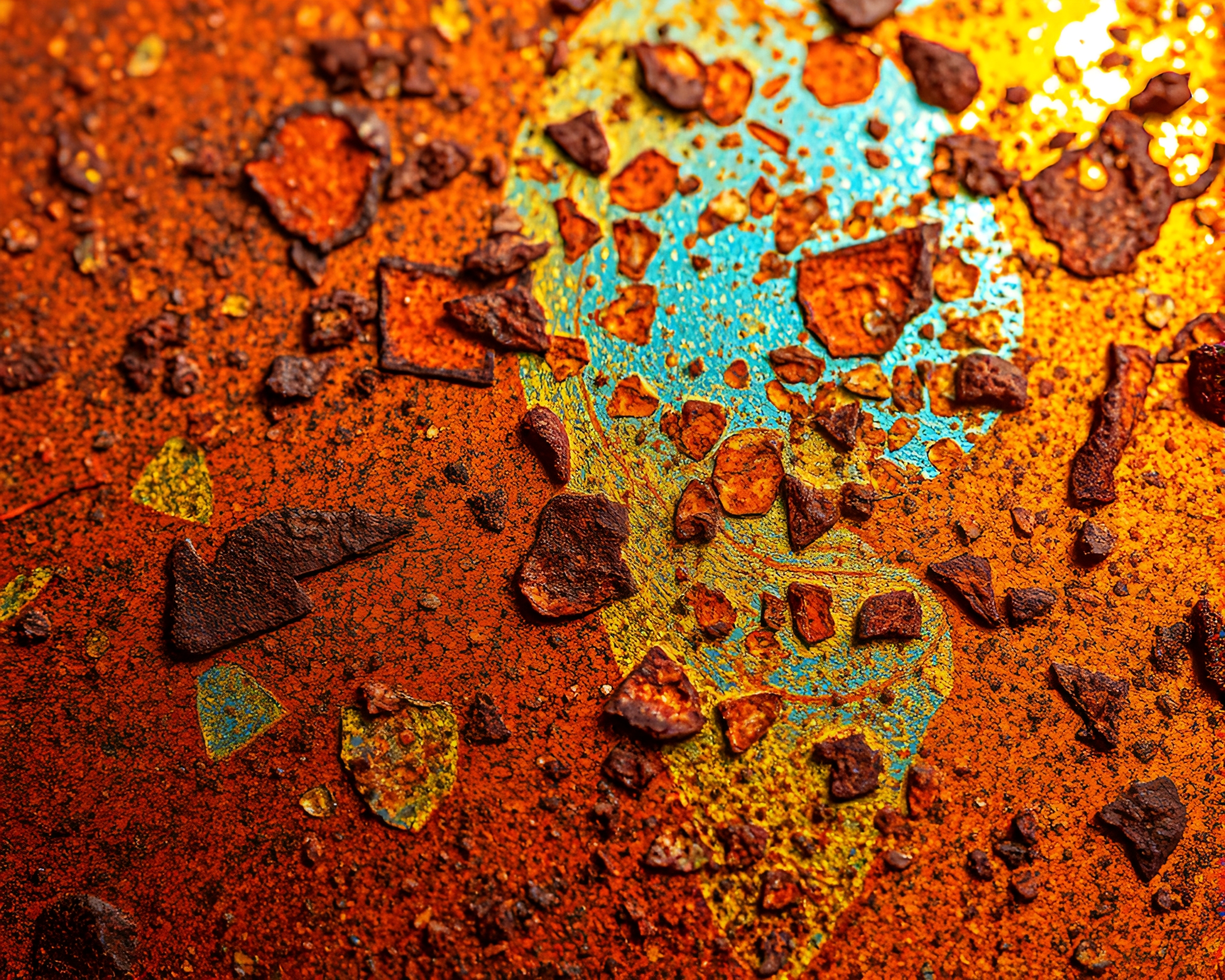 Phosphorescent Rust Calligraphy: Abstract Palette Knife Artwork – free AI stock image